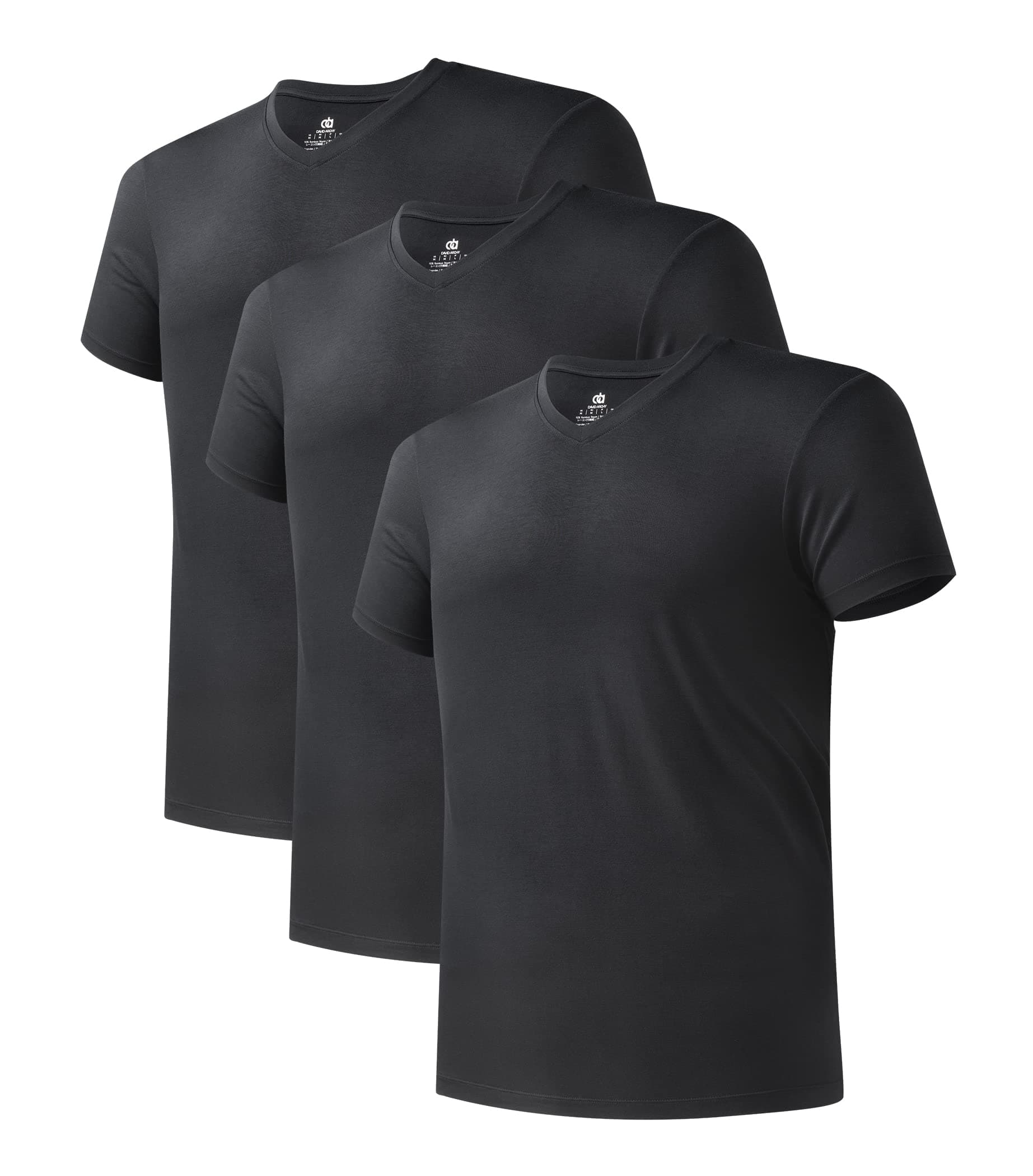 DAVID ARCHY Men's Undershirt Short Sleeves Bamboo Cool Fresh T Shirts Breathable Moisture-Wicking Soft Vest Tees for Men Fit Classic Top 3-Pack