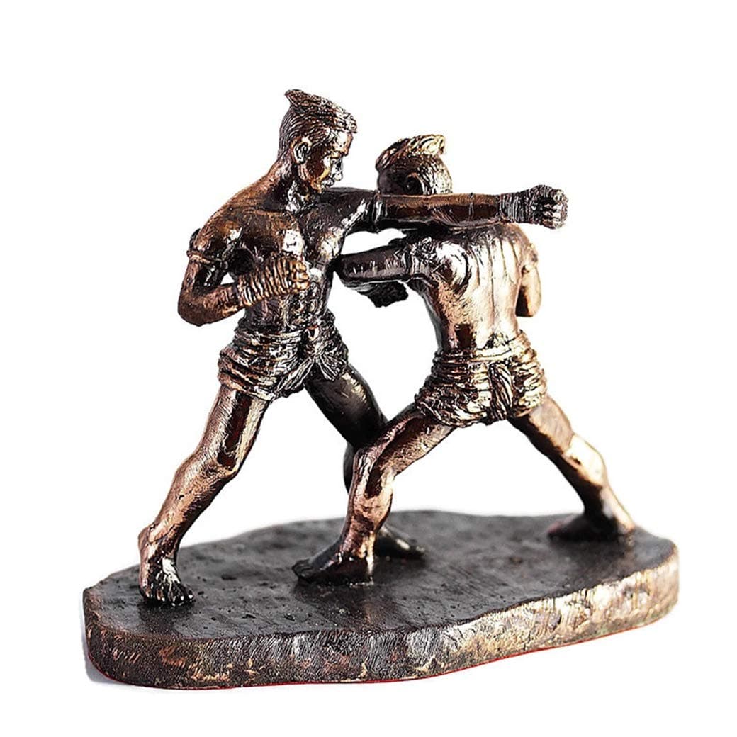 Chawa-zathok Art of Muay Thai Kick Boxing Thailand Fight Statue Bronze Color