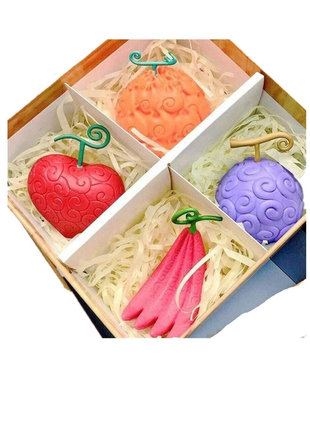 4pcs/Set Anime One Piece Devil Fruit PVC Burning Surgery Black Fruit Model Toy Decoration (B with Box)