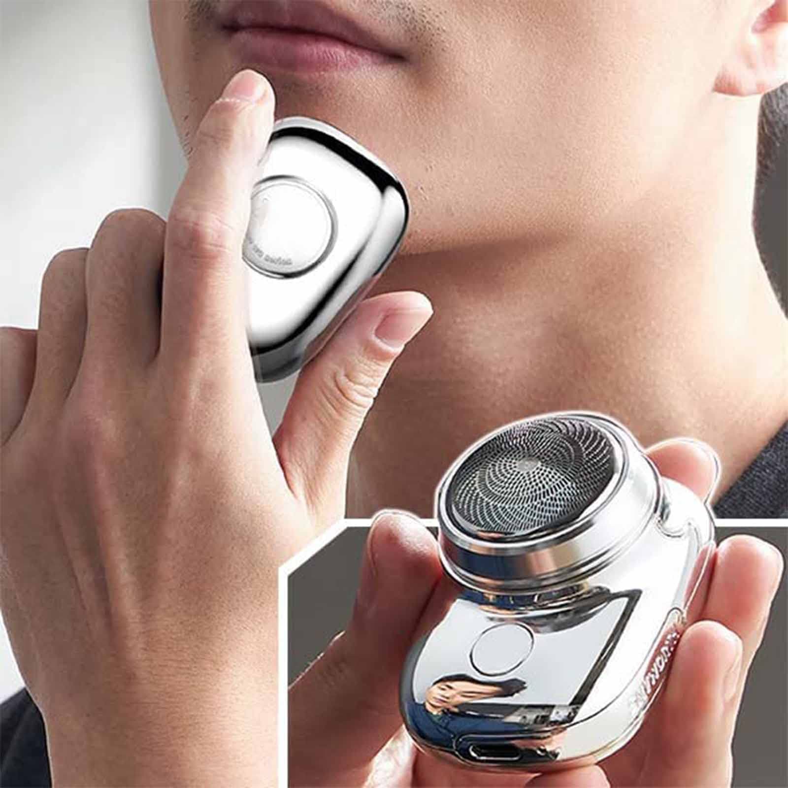 2023 New Mini-shave Portable Electric Shaver, Fast Charge Waterproof Shaver, Wet & Dry Electric Shaver, Electric Mini Travel Shaver, Electric Razor for Men, for Home,Car,Travel (silver)