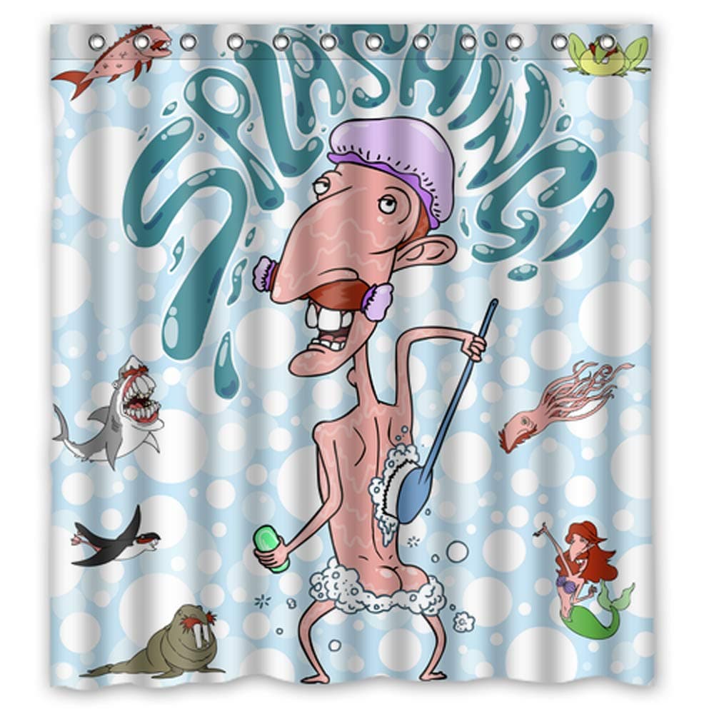 Funny Splashing Bath Curtain Waterproof Polyester Shower Curtain 180cm X 200cm