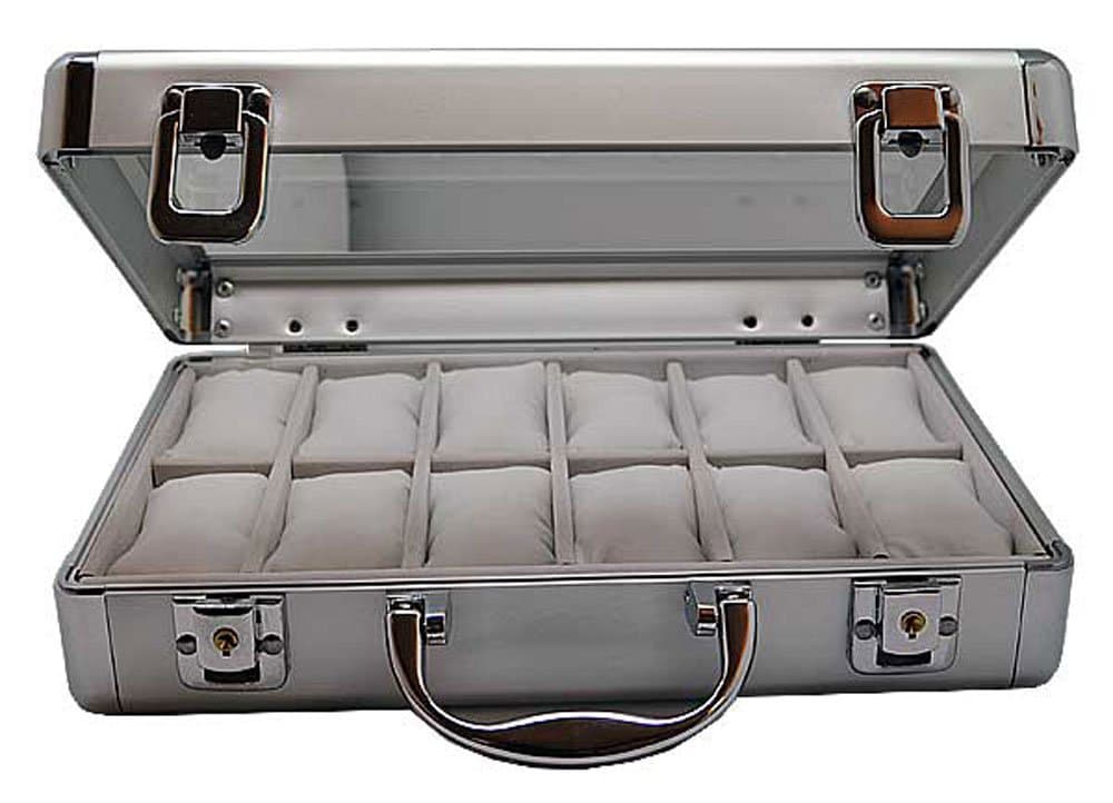 Watch Box for 12 Watches Lockable Aluminium 7008