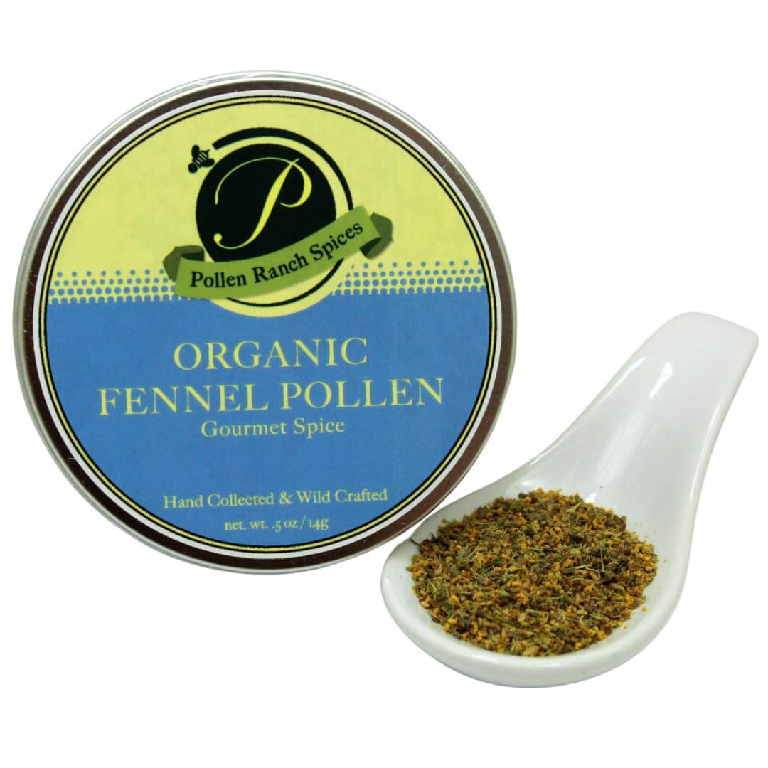 Pollen Ranch's Organic Fennel Pollen Spice, Perfect for Cooking and Seasoning with Fennel Flavor, Made from Premium Organic Fennel Flowers - 0.5 oz. Tin