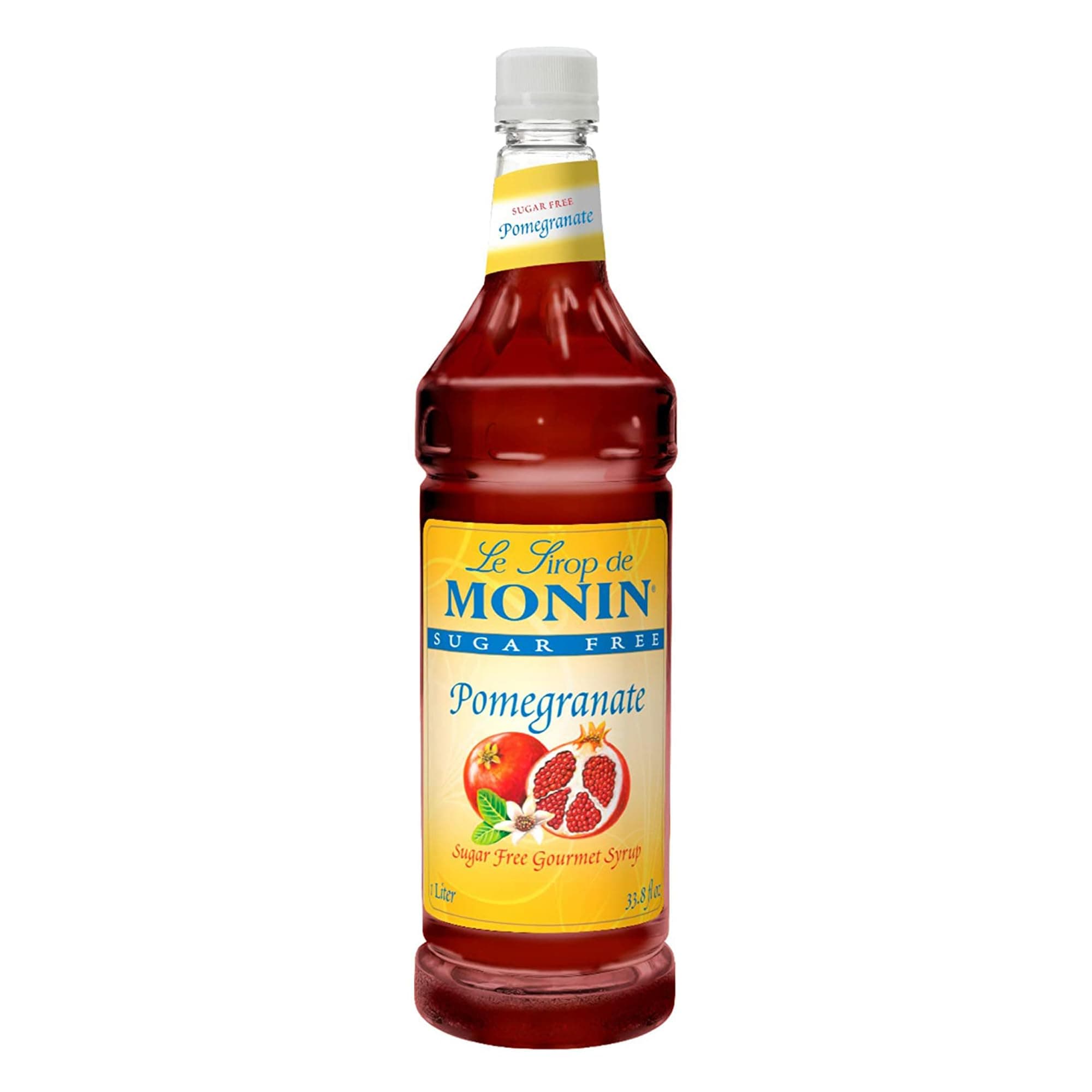 Monin - Sugar Free Pomegranate Syrup, Tart and Sweet, Great for Cocktails and Teas, Gluten-Free, Non-GMO (1 Liter)
