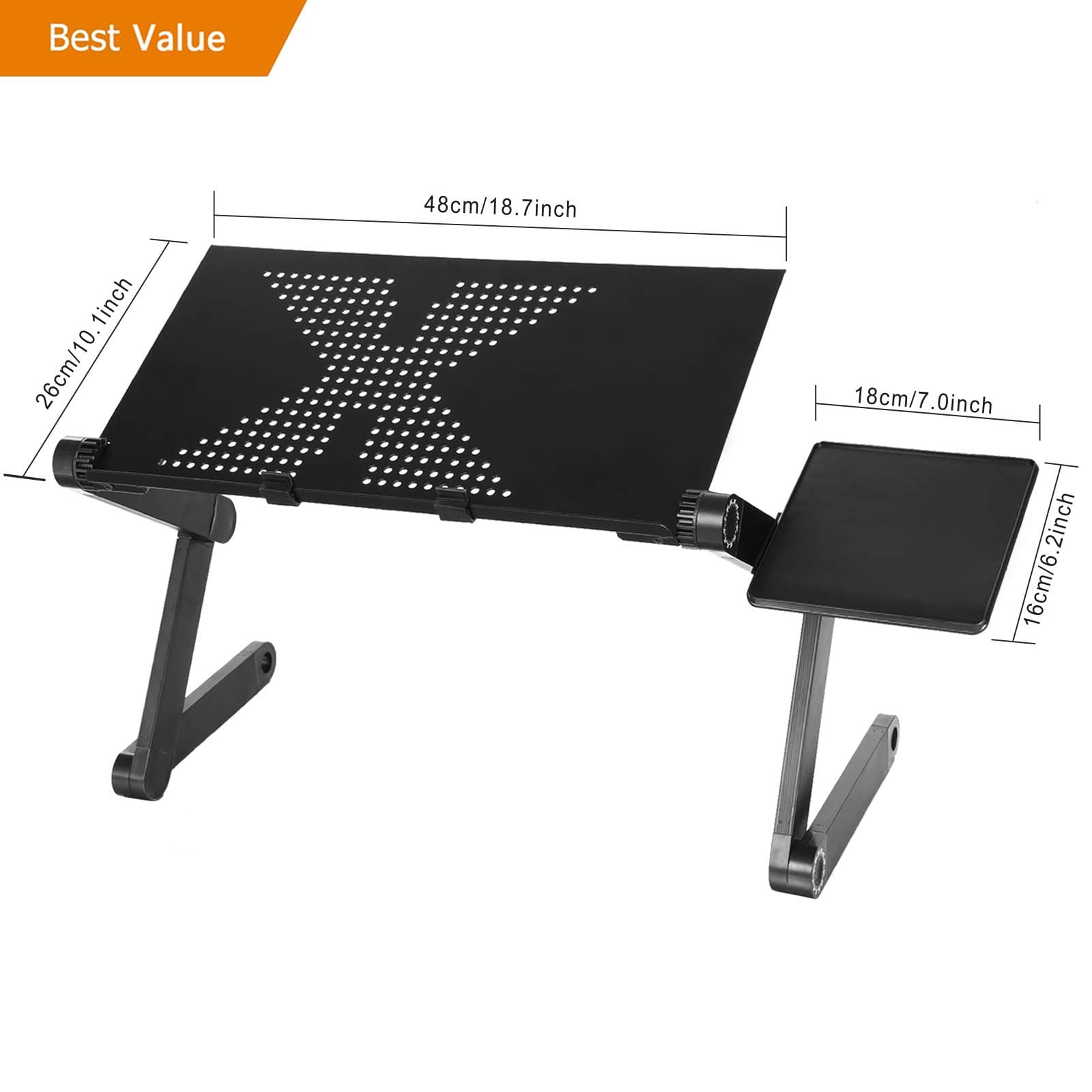 Domtie Folding Laptop Stands Table with Mouse Board 360 Degree Adjustable Alloy Notebook Stands