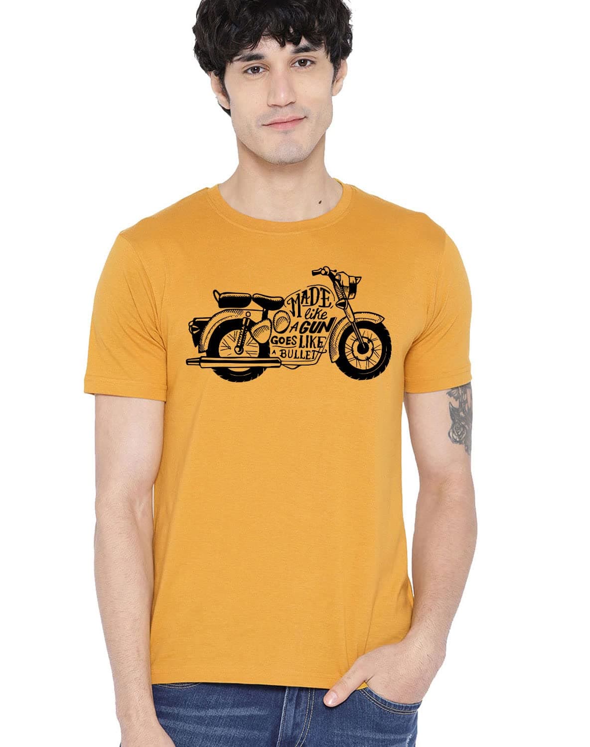 Road Trip FashionsMade Like A Gun Motorcycle T-Shirt for Men bullet t shirt | Royal Motorcycle T Shirt | 100% Cotton T Shirt | Fanmade RE Printed T Shirt