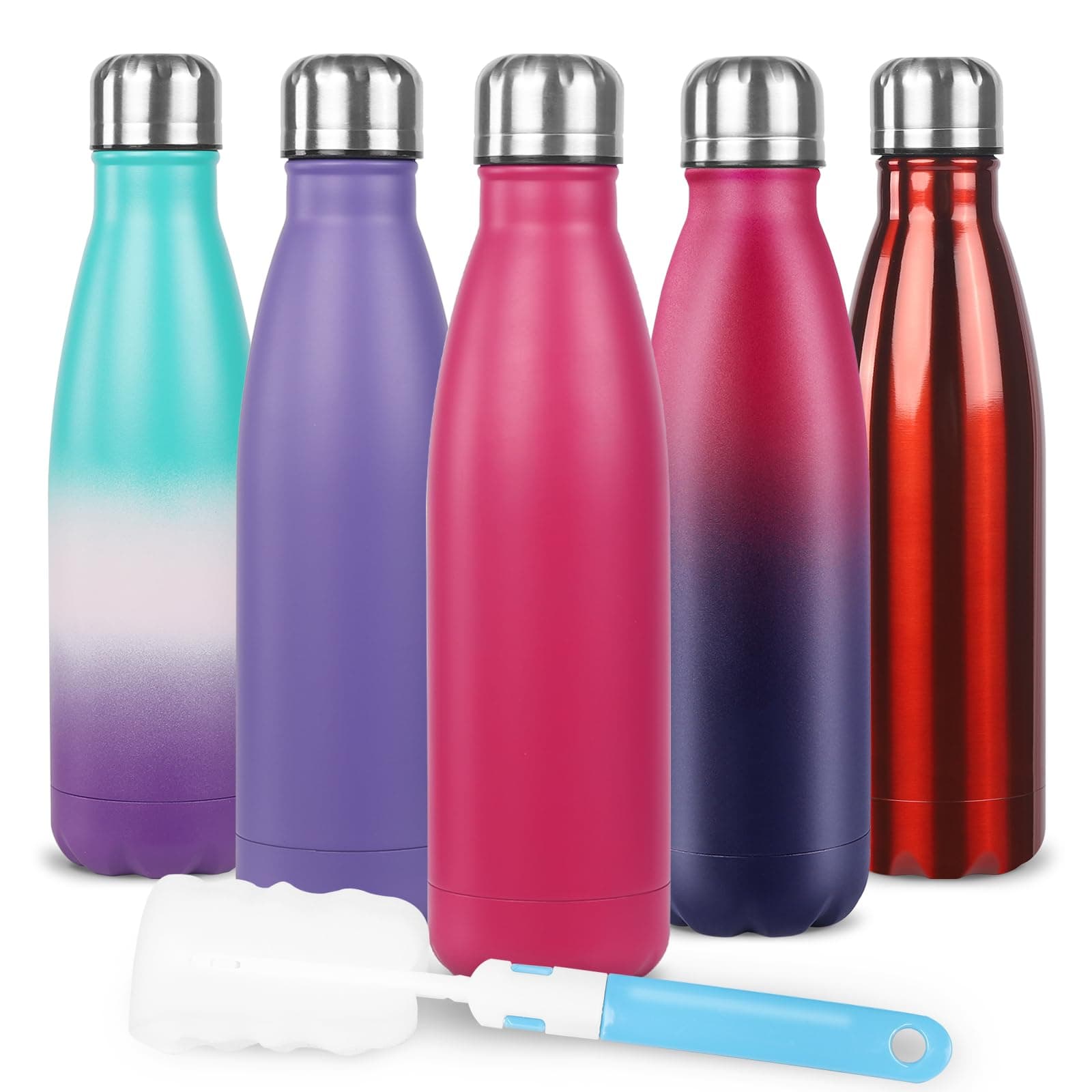 Sfee Insulated Water Bottle, 17 oz Stainless Steel Water Bottles, Double Wall Vacuum Reusable Water Bottles Leak Proof BPA-FREE Sports Bottle Cup Keep Hot&Cold for Running Gym Workout Cycling Kids