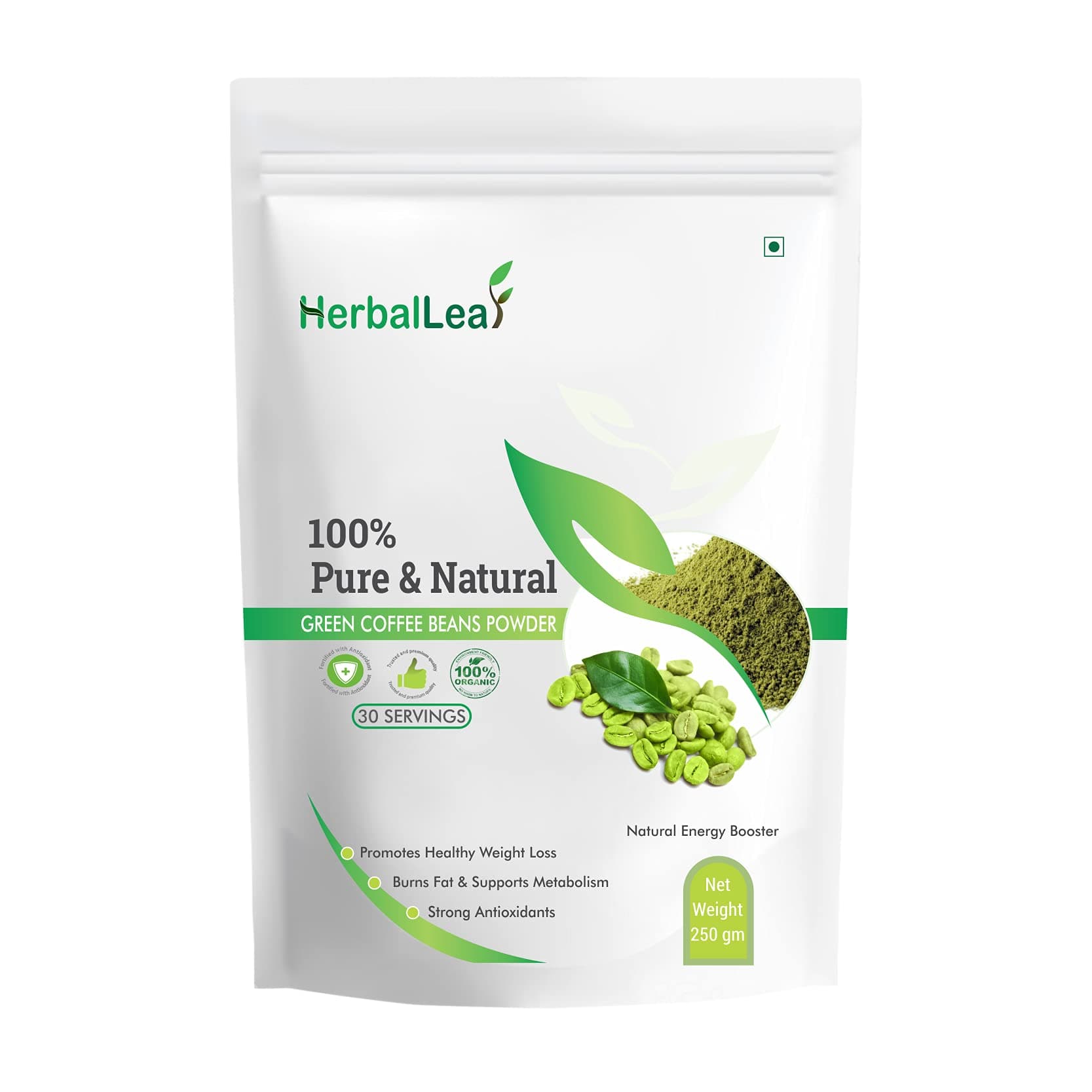 Herballeaf Pure & Natural Green Coffee Beans Powder | Pack of 1 | Net Weight 250 Gm