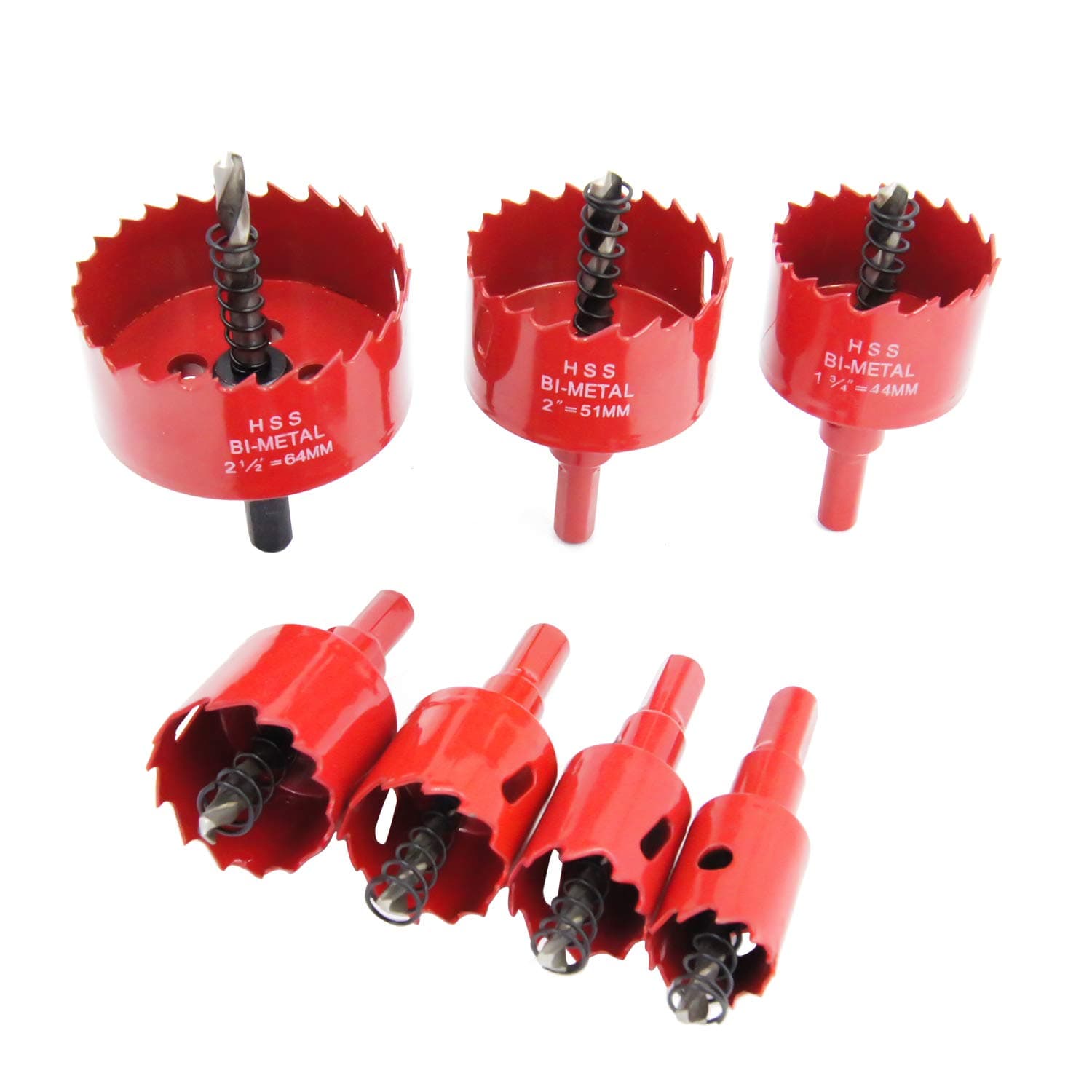 Bi-Metal Hole Saw Kit, 7 Pcs 7/8" to 2-1/2" General Purpose Hole Saw Drill Bits, HSS Hole Cutter with Arbor for Wood, Plastic, Drywall, Size(22,25,28,35,44,51,64)