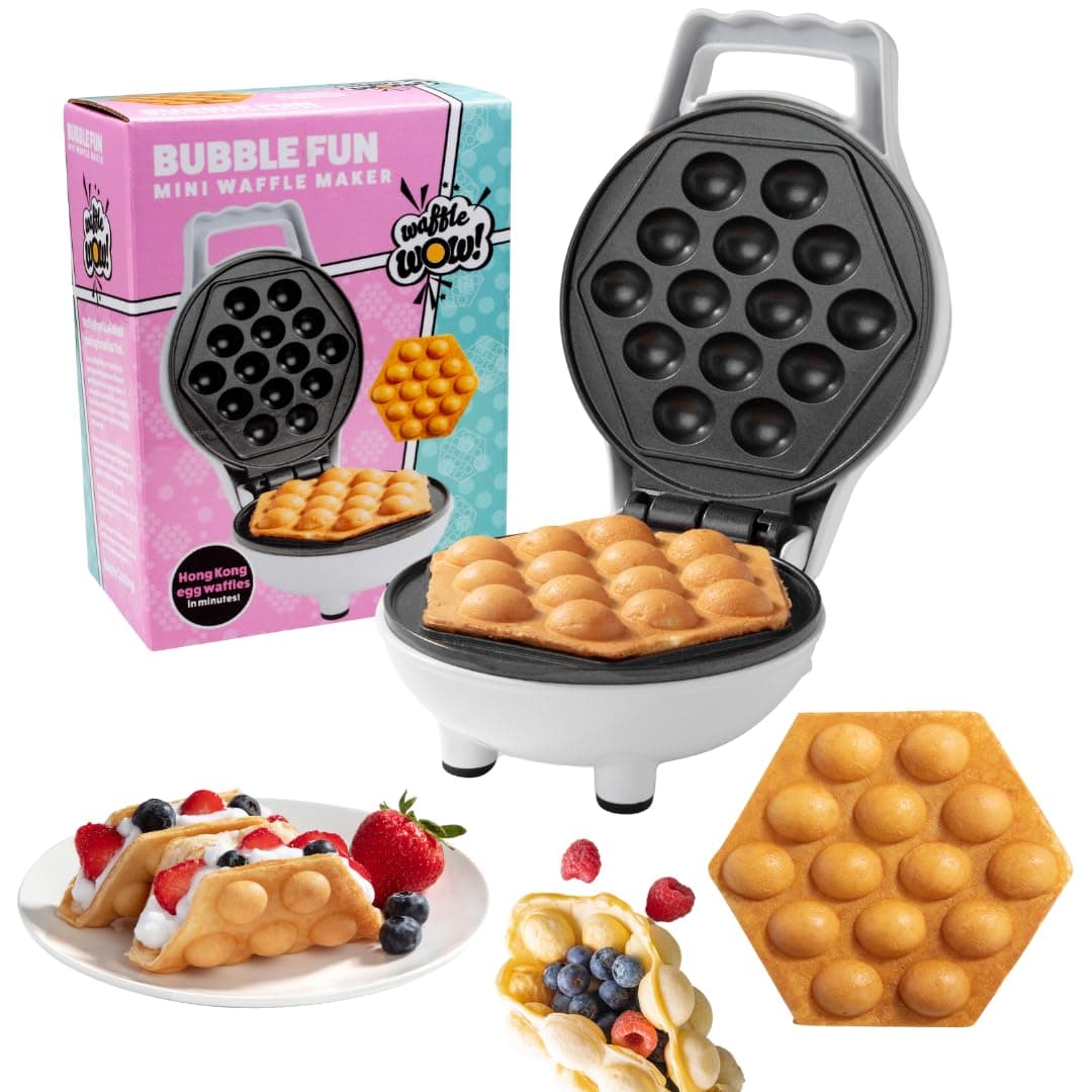 CucinaPro Bubble Mini Waffle Maker - Make Breakfast Special with Tiny Hong Kong Egg Style Design, 4 Inch Waffler Iron, Electric Non Stick Breakfast Appliance, Fun Gift