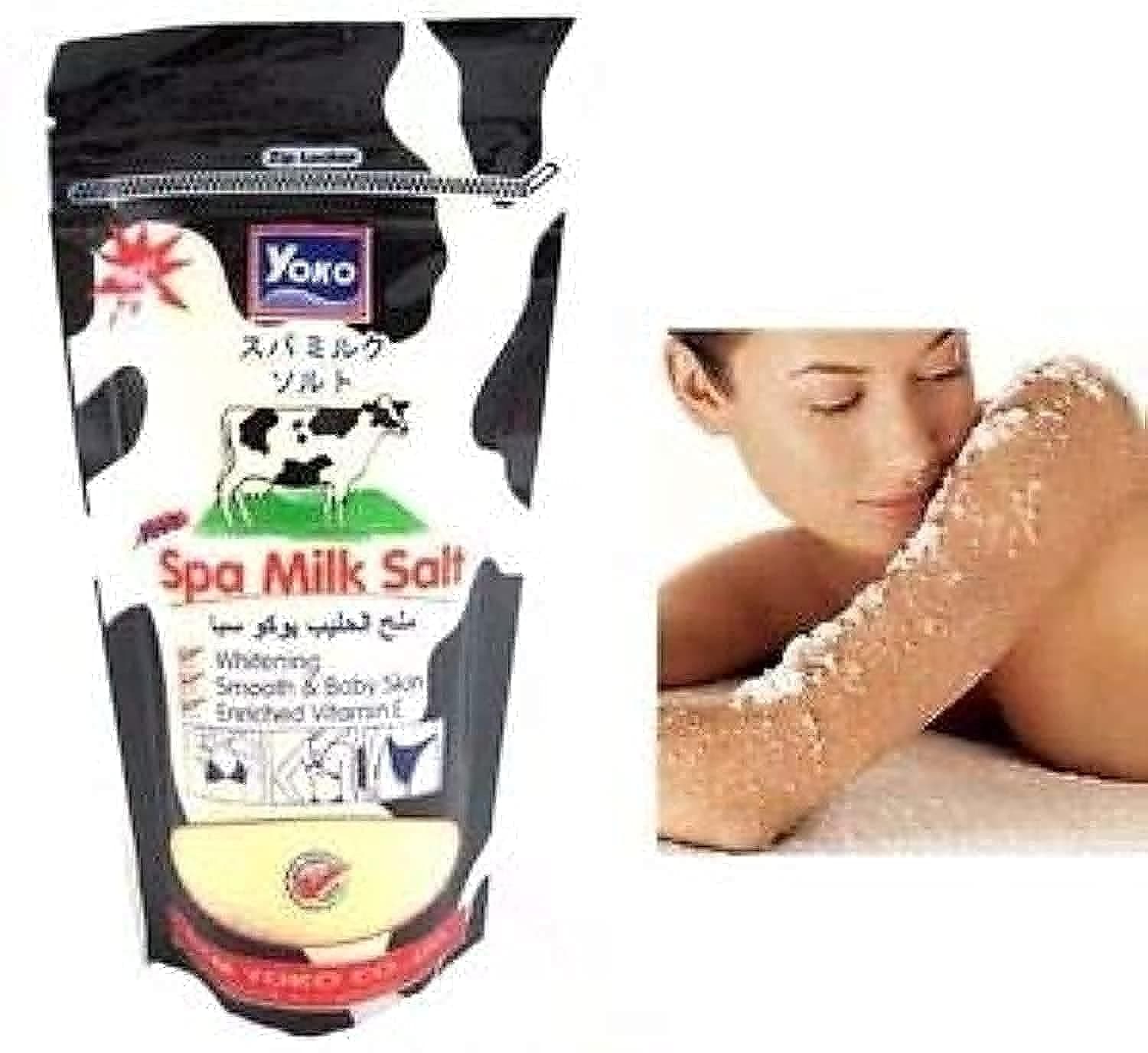 Pack of 2 Yoko Spa Milk Salt Body Scrub Skin Vitamin E, AHA Body Skin Care 300g X2p.(21 Oz) )