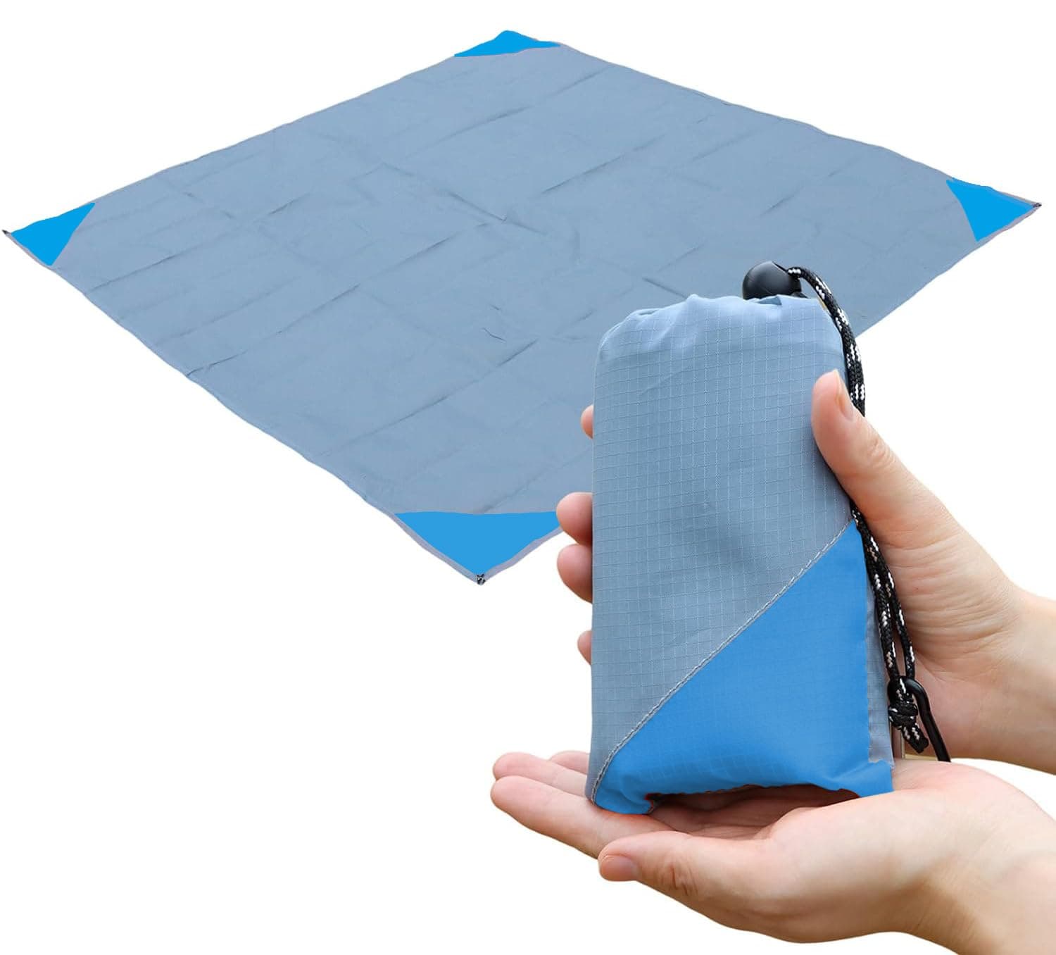 Orga'Neat Pocket Picnic Blanket, Sandproof Lightweight Pocket Camping Tarp, 55″x 60″ Foldable & Fits into Small Bag, Water Resistant Washable Quick Dry Compact Beach Mat for Outdoor Recreation