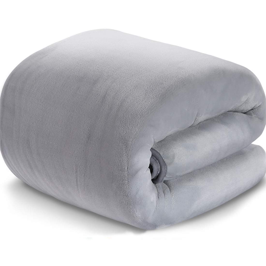 LEISURE TOWN Fleece Blanket Queen Size Fuzzy Soft Plush Blanket 330GSM for All Season Spring Summer Autumn Throws for Couch Bed Sofa, 90 by 90 Inches, Smoky Grey