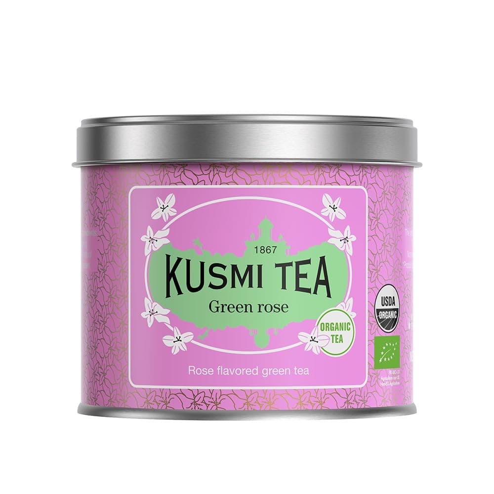 Green Tea Rose - Green Tea with Natural Rose Aroma - Organic Green Tea Rose Mix - Loose Tea - 100g Metal Tin - Quantity for about 50 Cups