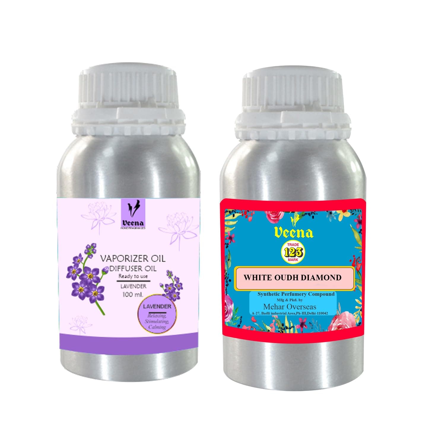 Veena Combo Indistrial White Oudh Diamond Perfume & Aroma Oil Diffuser Lavender Fragrance 100 ml