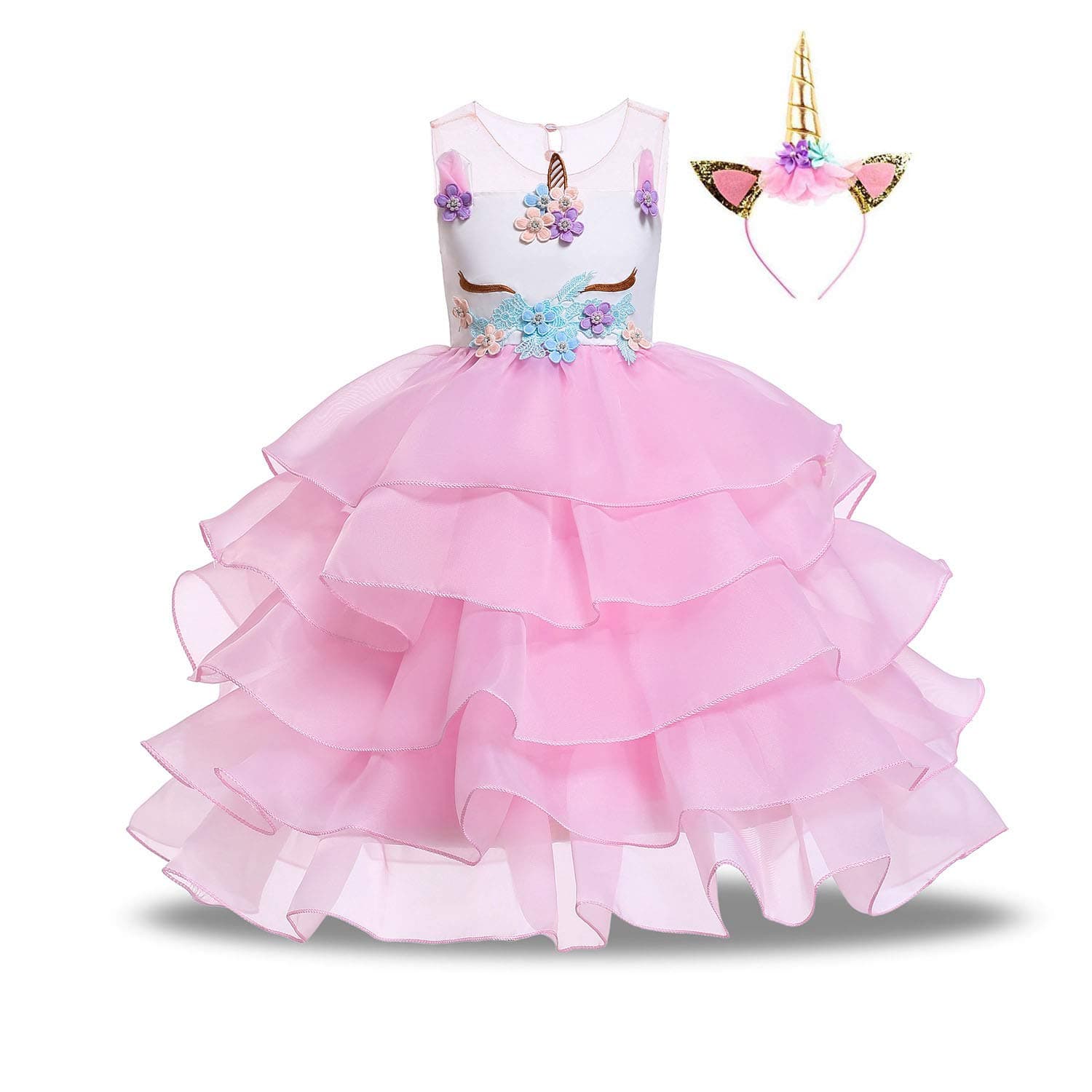 Girls Casual Cartoon Summer Dress Kids Flower Party Dress
