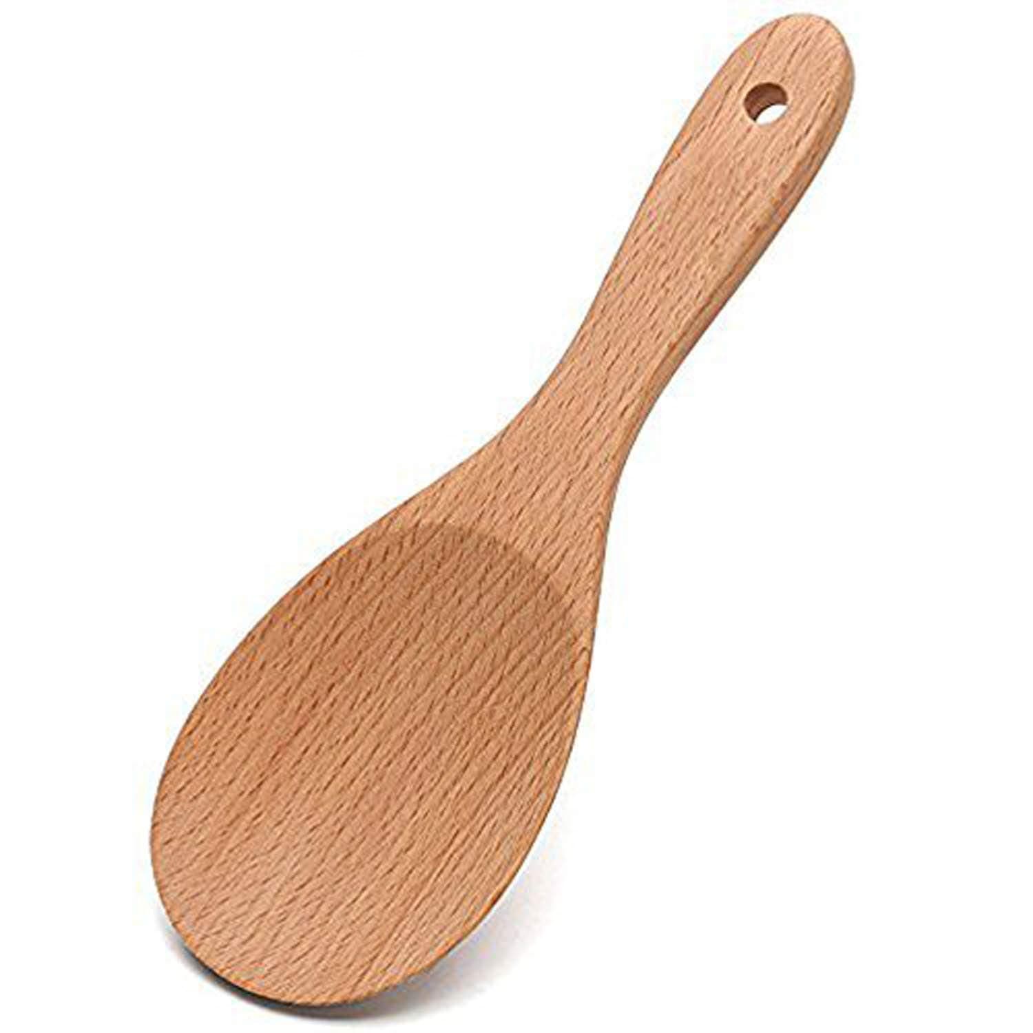 Wood Rice Paddle,Handmade Rice Spoon,Natural Rice Scoop spoon with Handle