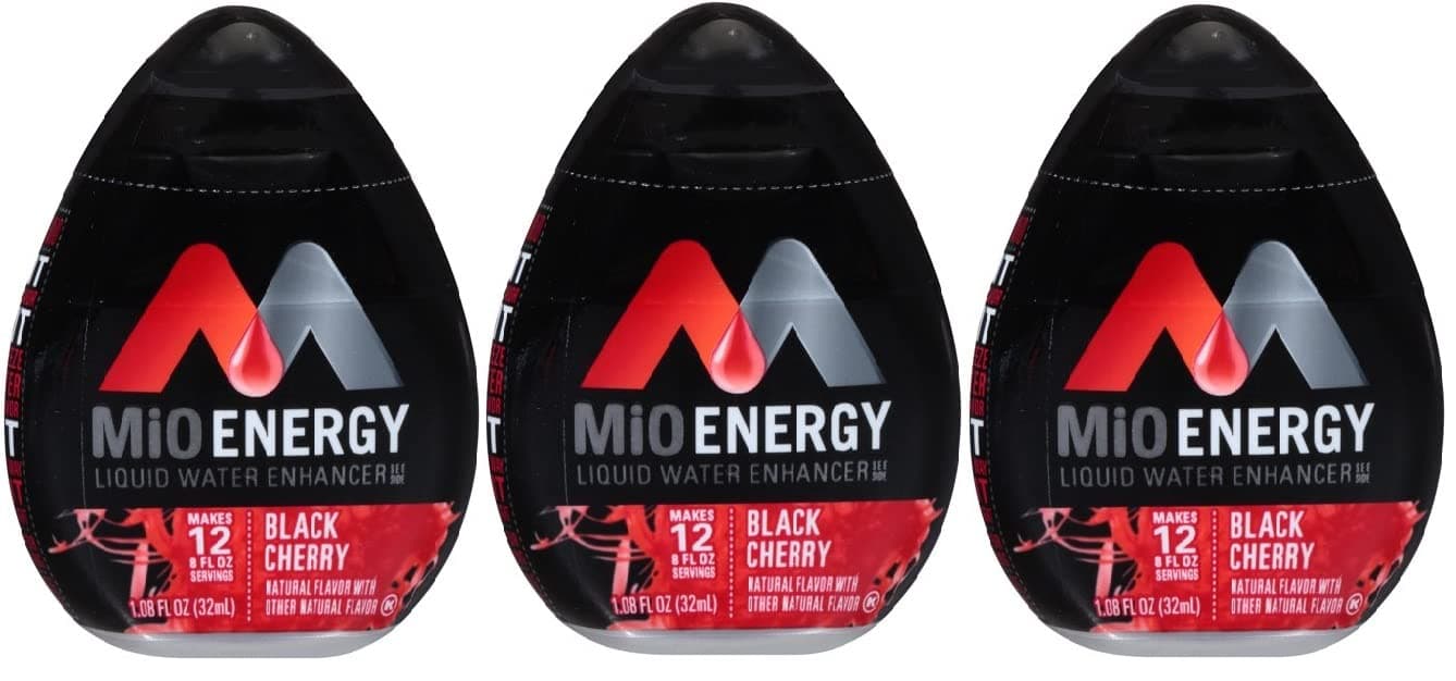 MiO Liquid Flavor Enhancer with Caffeine and B-Vitamins - 3-Pack brought by (Black Cherry)