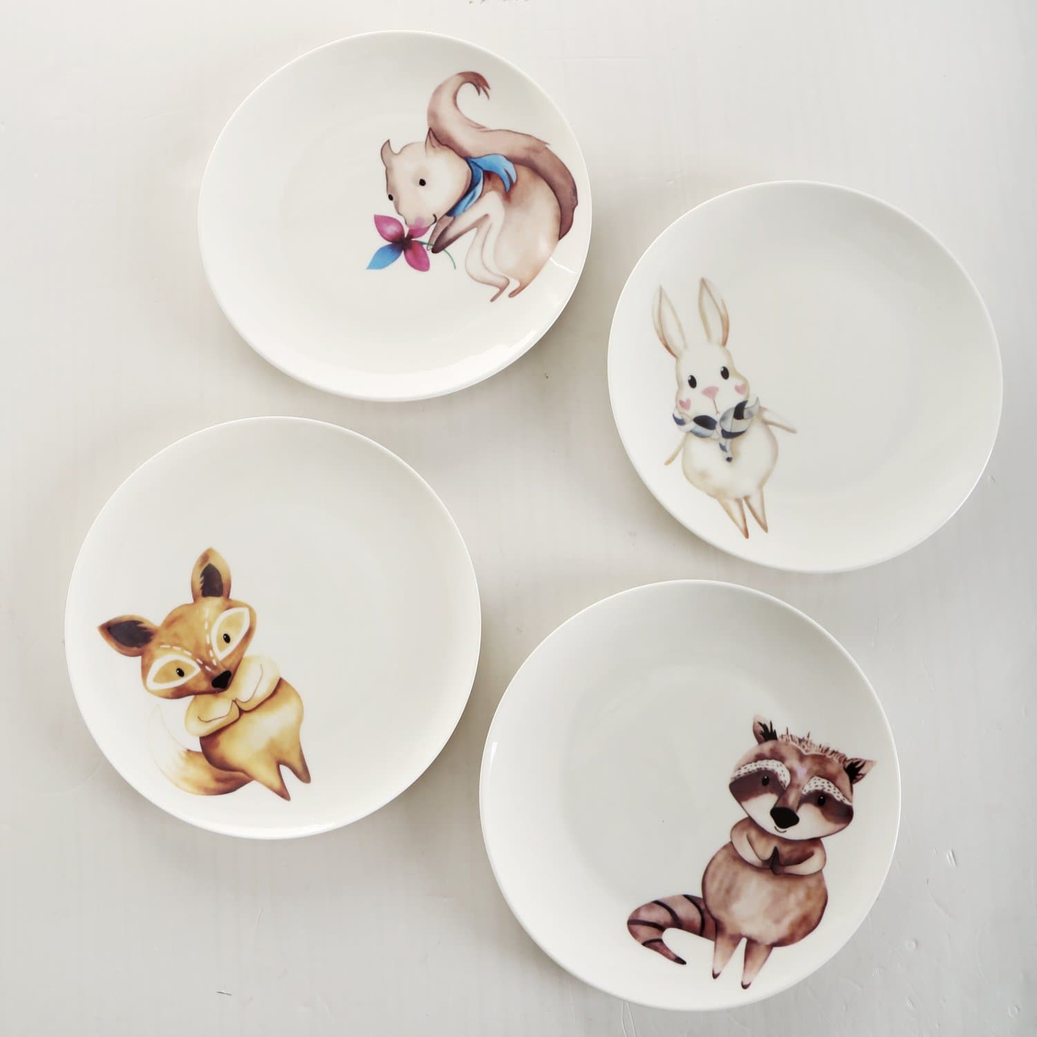 "8-inch/Set of 4" Porcelain/Ceramic Cartoon Dinner Plate,Salad/Dessert/Bread&Butter Platter