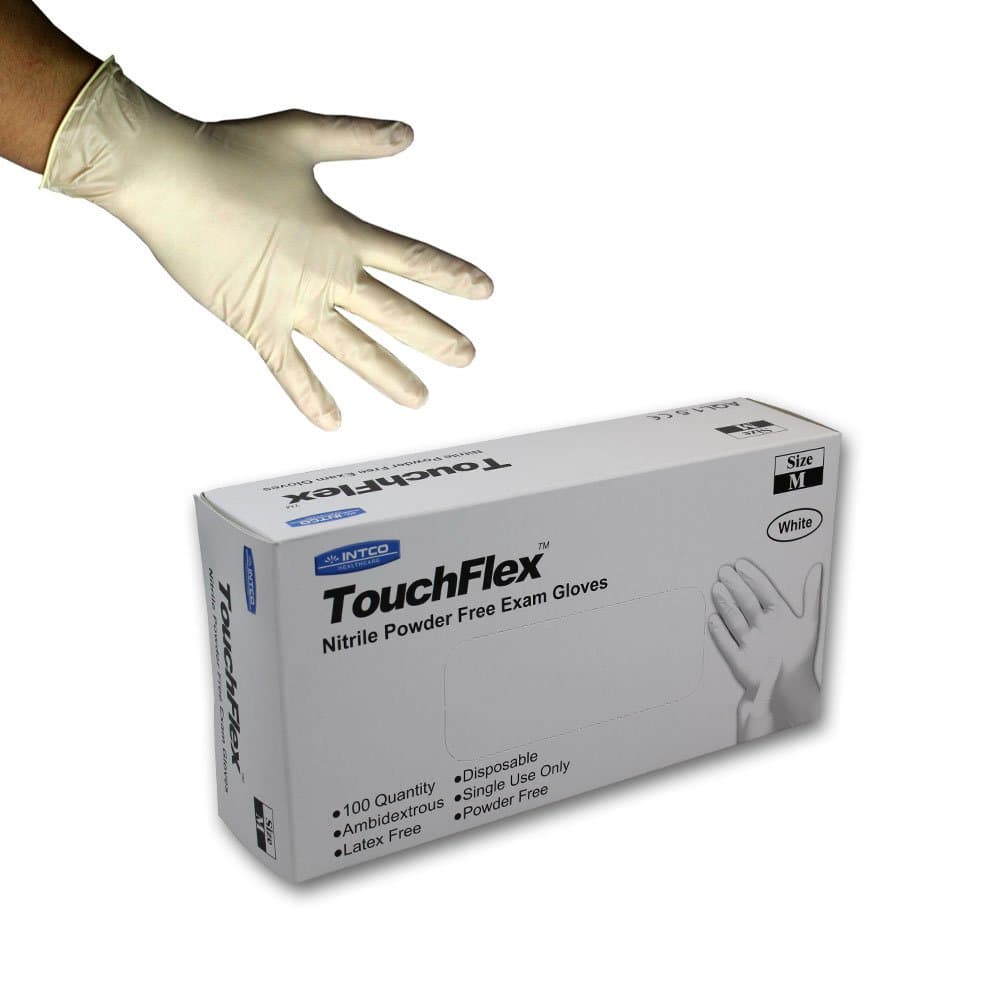 TouchFlex GL55S Disposable White Nitrile Gloves - Latex & Powder Free - Boxed x100 (Small)