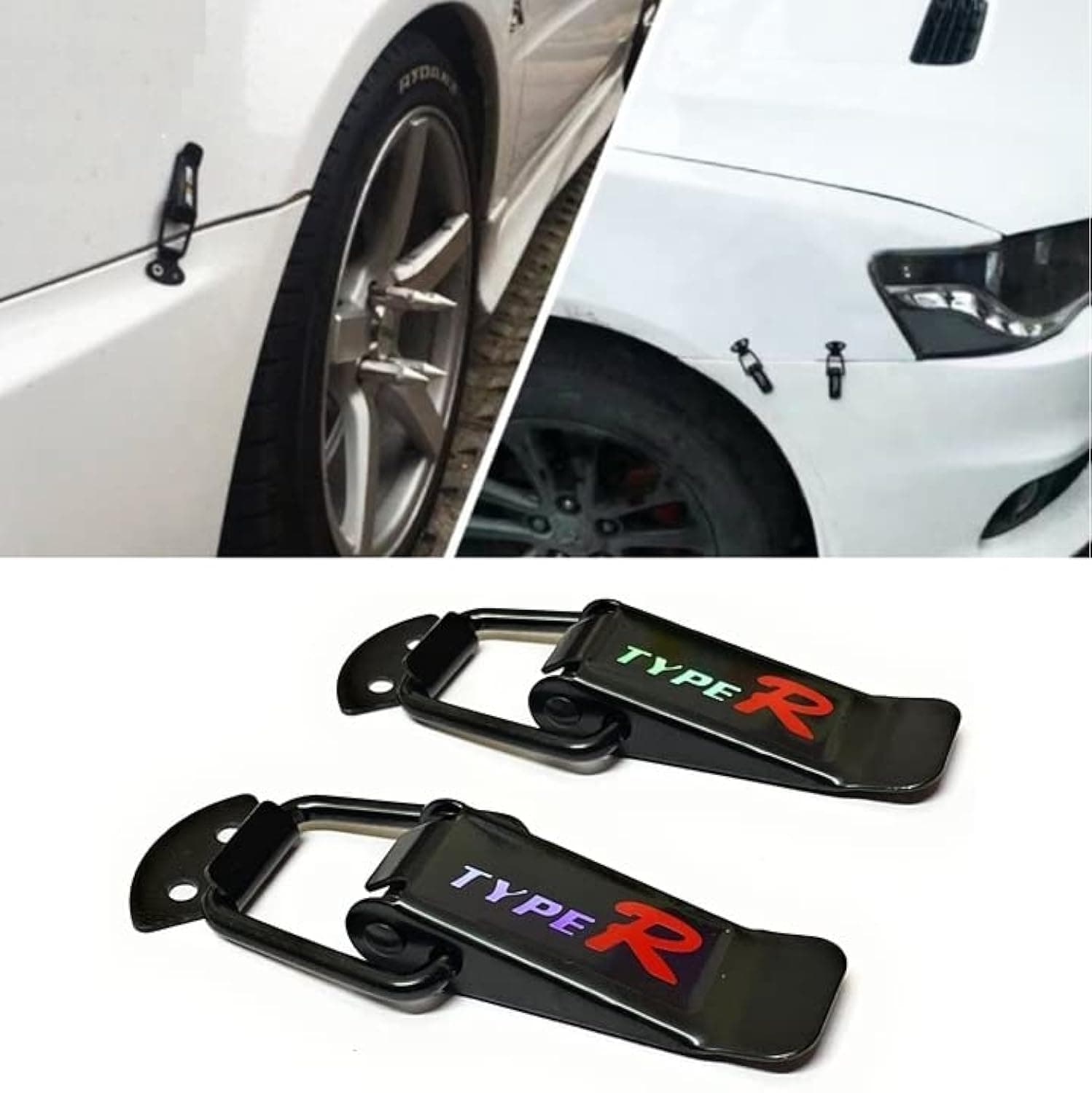 AutoBizarre Car Bumper Security Hook Lock Clips Kit Quick Release Fasteners Type R Bumper Clips for Car Bumpers, Fenders, Trunk and Hatch Lids Compatible with All Cars (Set of 2)