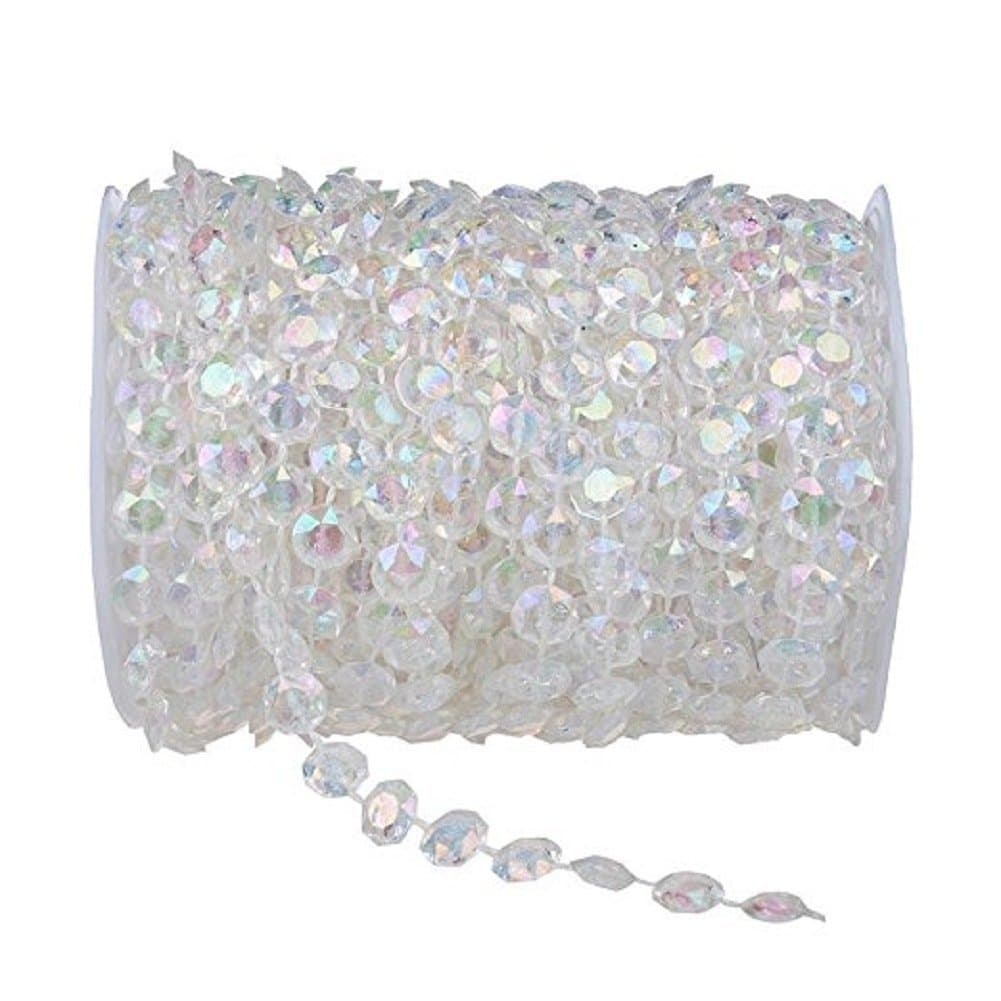 99FT(30M) Acrylic Diamond Garland Strands Crystal Beads Curtain Wedding DIY Party Decor