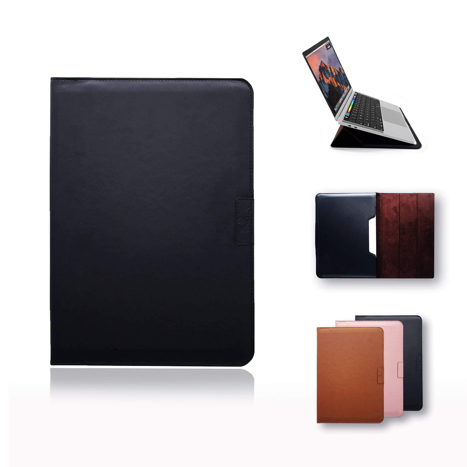 Vix and Fox Leather Sleeve Case For 12inchMacbook and 13.3 inch MacBook Pro with Retina Display, Laptop Case Bag (12 inch MacBook, Classic Black)