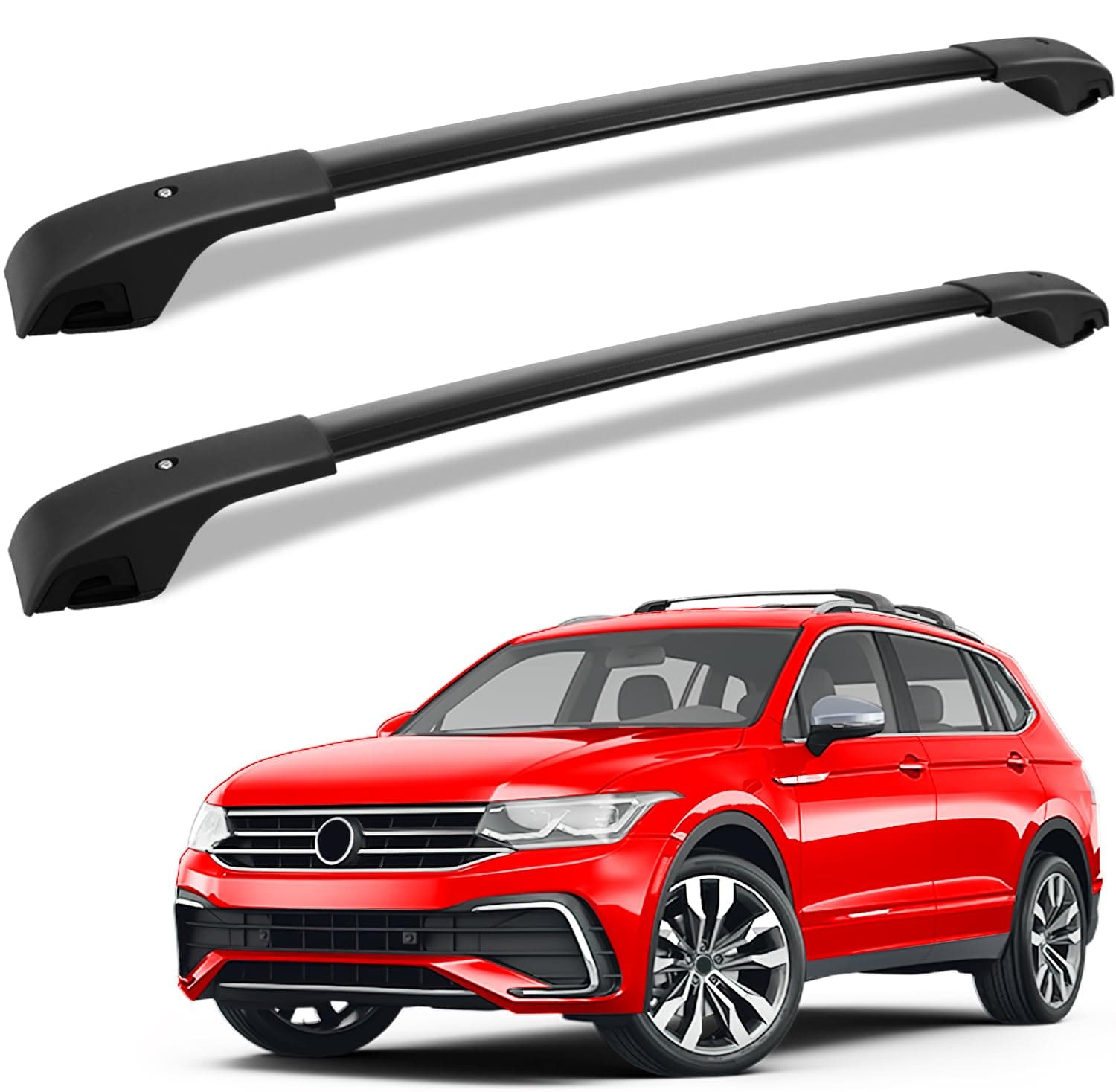 KINGGERI Roof Rack Cross Bars Fit for Volkswagen Tiguan 2018 2019 2020 2021 2022 2023 2024 2025 2026 and Taos 2022-2026, Aluminum Roof Rails Crossbars Rooftop Cargo Luggage Rails Kayak Skiboard Black