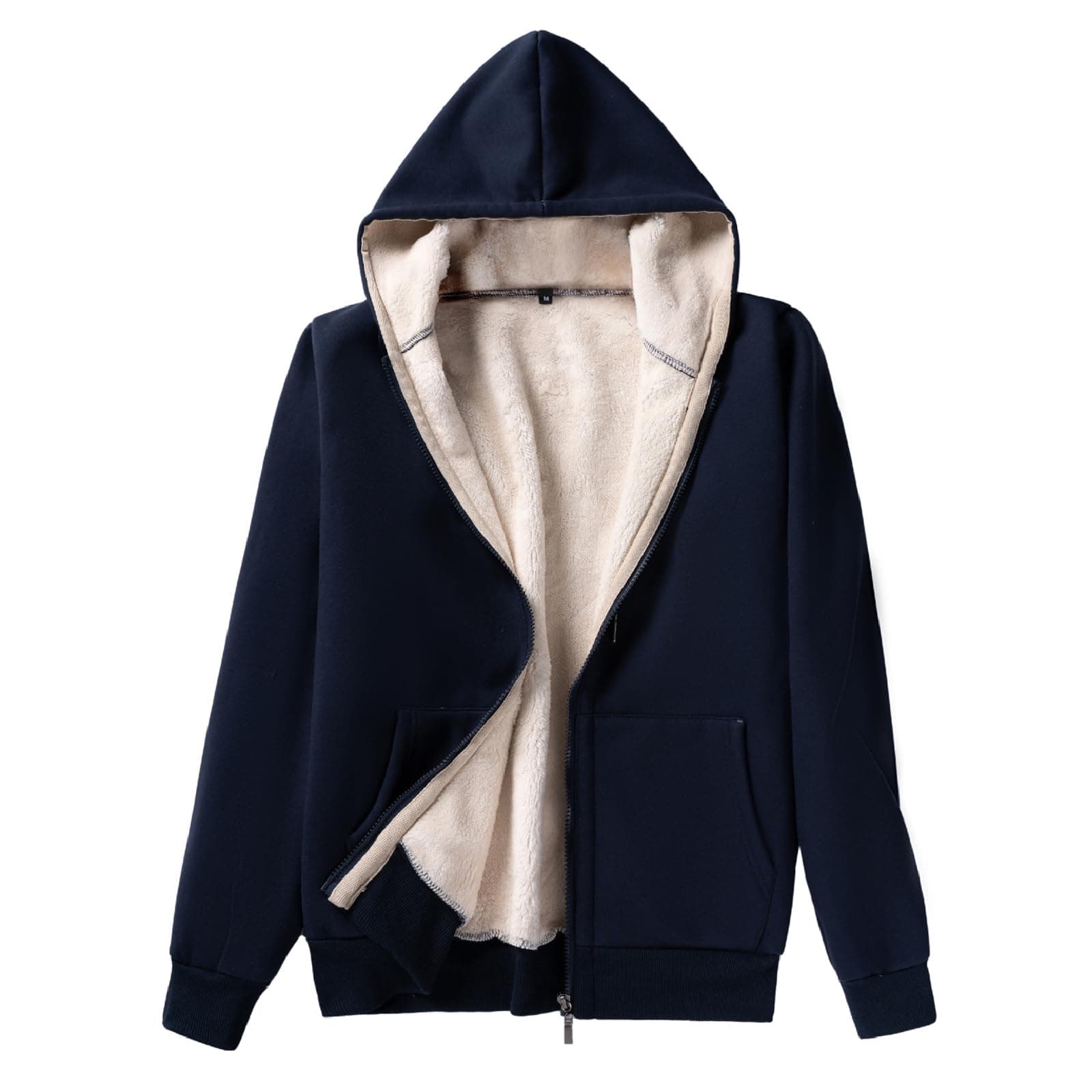 AOTORR Ladies Plain Hoodie Winter Warm Fleece Lined Zip Up Jacket Coat for Women