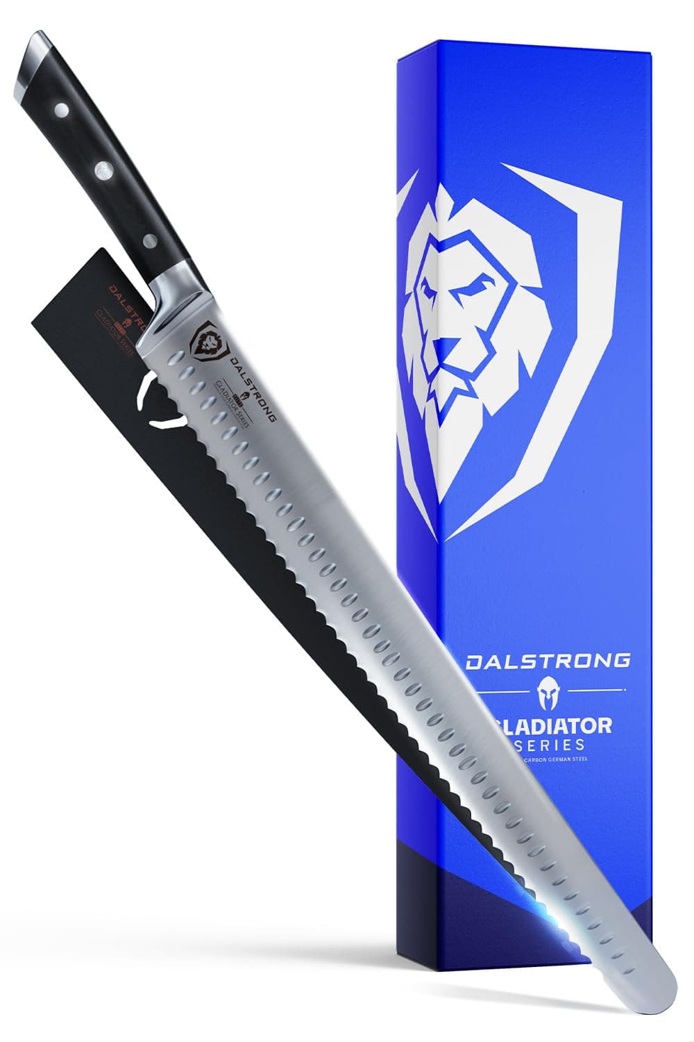 DALSTRONG Extra-Long Serrated Slicing Knife - 14 inch Slicer - Gladiator Series Elite - High Carbon German Steel - G10 Handle - Carving Knife - Slicer, BBQ, Brisket - w/Sheath - NSF Certified