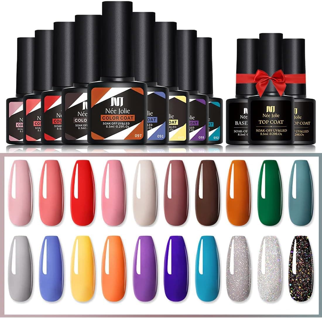 Gel Nail Polish Set 23Pcs Nail Gel Kit with 20 Colors Gel Nail and Base Gel + Top Coat+ Matte Top Coat for Nail Art Salon for Women 9# Environmental & Healthy Gel Polish Kit
