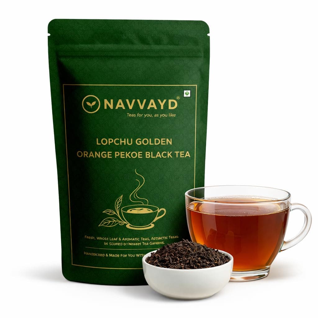 Navvayd Lopchu Golden Orange Pekoe Darjeeling Tea (100 Gm, 50 Cups) I With Real Musk Flavor & Smoky Taste | Loose Leaf - Enjoy Hot or Cold