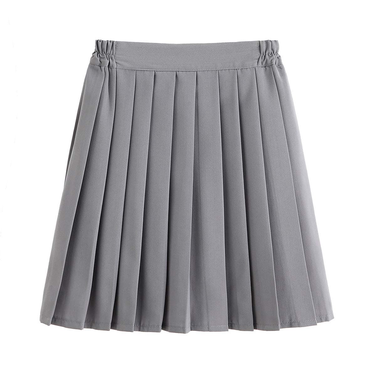 Only Faith Women/Girls JK Uniform Skirt Elastic Waist Classic Pleated Skirt