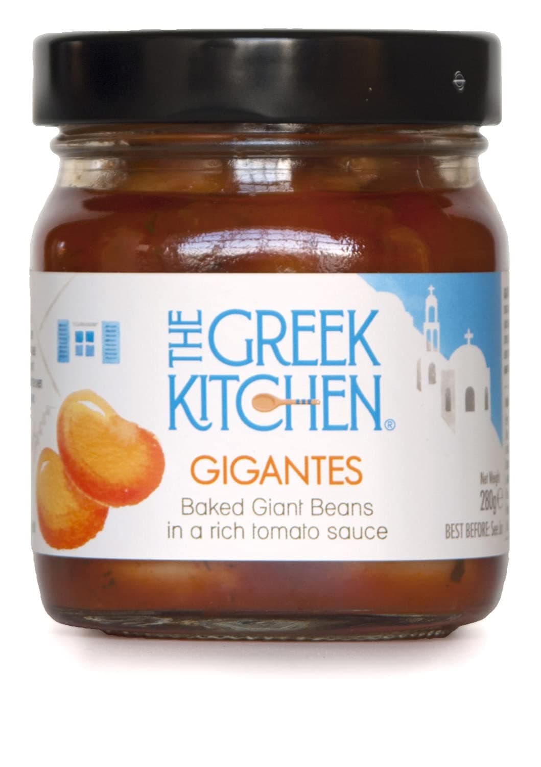 The Greek Kitchen Gigantes, Baked Giant Beans in a Tomato Sauce, Vegan Friendly, Orange, 280 g