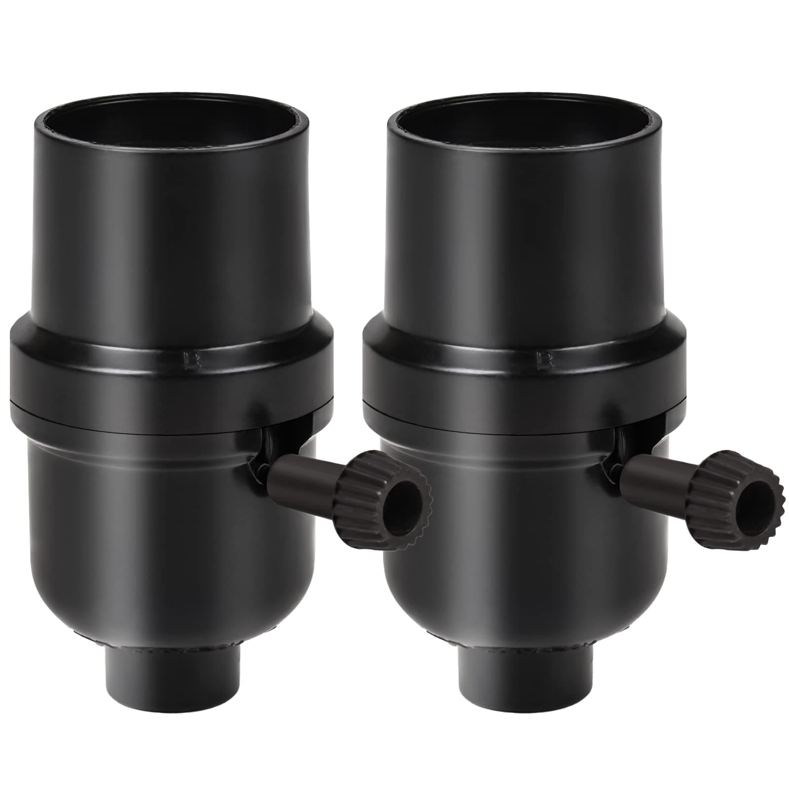 3-Way Lamp Socket Replacement,E26 Base UL Listed, Turn Knob for Low-Medium-High Light Settings, Lamp Parts for Table Lamp Repair(2 Packs Black)