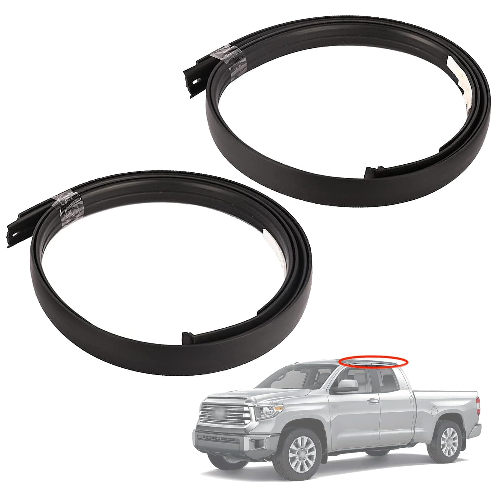 Pair Roof Drip Molding Weatherstrip Compatible with Toyota Tundra Double Cab 2007-2020,Left 755520C050 / Right 755510C050 (NOT FIT FOR CREWMAX)