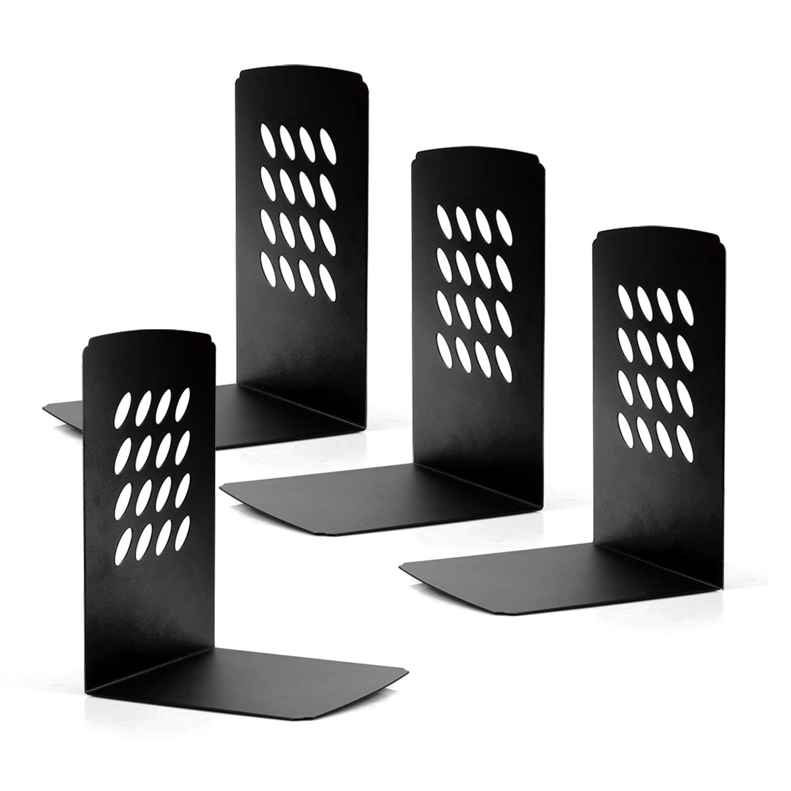Bookends, Book Holder Bookends, Book Ends, Decorative Metal Bookends for shelves, Black, 5.7x5.2x3.93 Inch, Pack of 2