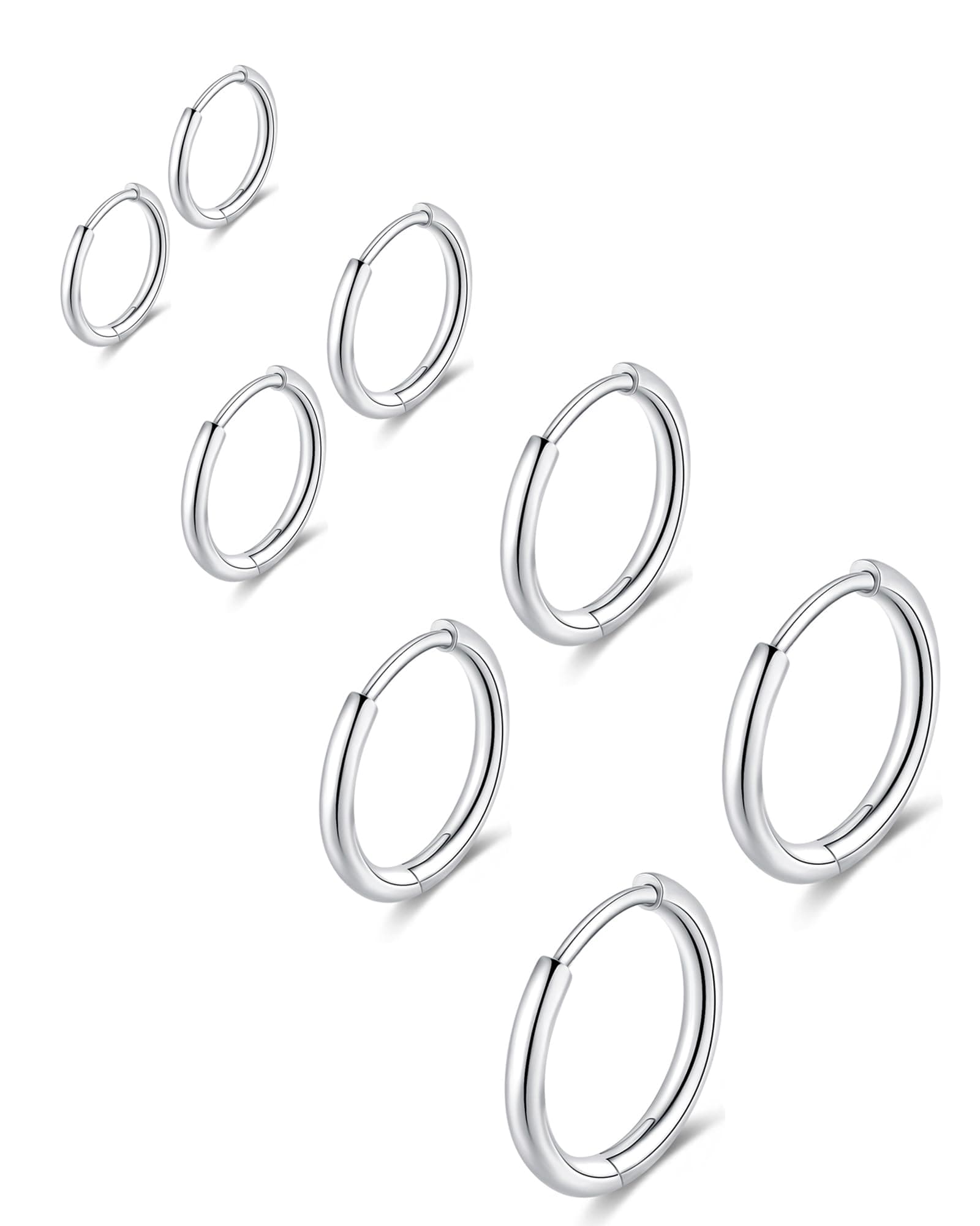 Unisex 316L Surgical Stainless Steel Huggie Hoop Earrings 6Mm 8Mm 10Mm 11Mm 12Mm 14Mm Hypoallergenic Earrings Hoop Cartilage Helix Lobes Hinged Sleeper Earrings For , Metal, No Gemstone