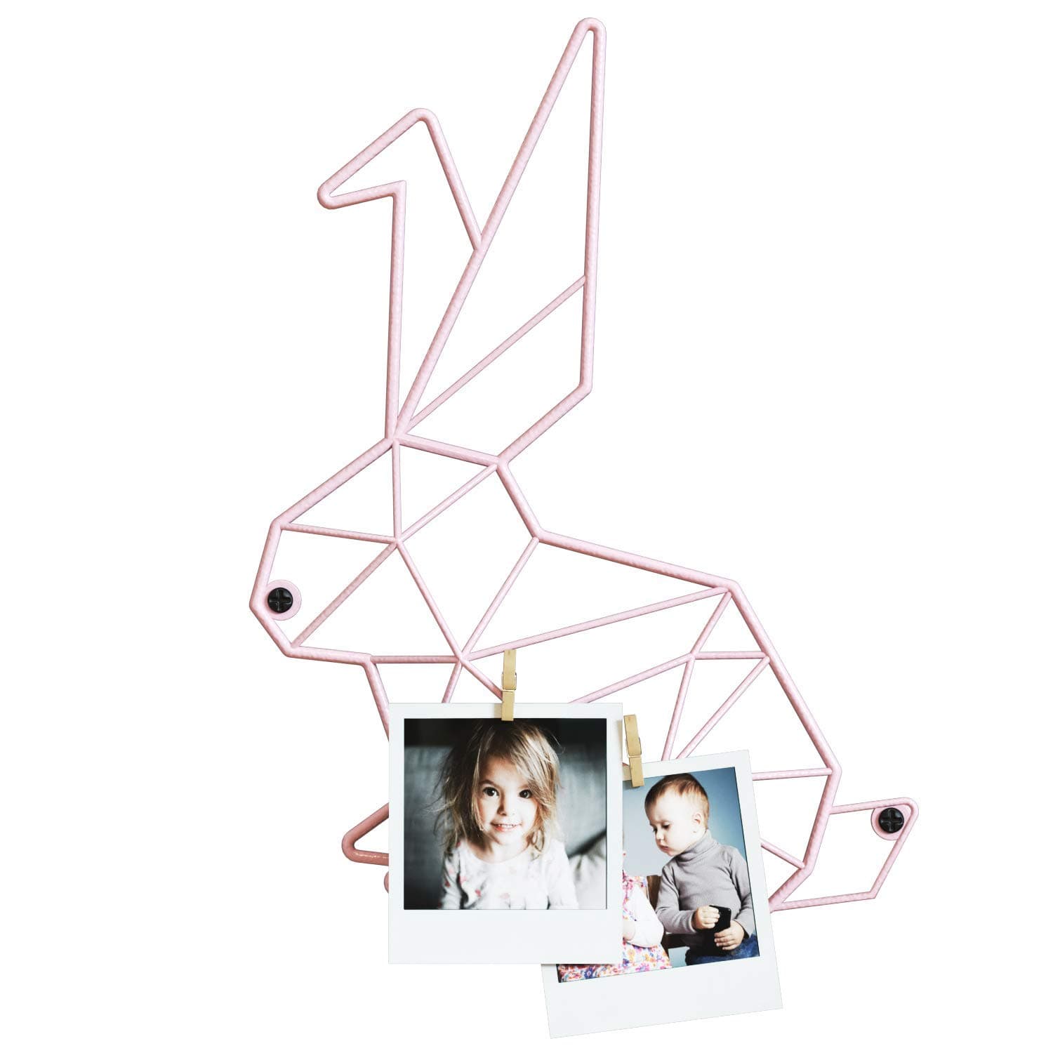 Cevillo Stylish Wire Metal Wall Grid Panel – Perfect as Photo Frame, Office Organization – Multi-Functional Wall Storage Display (Light Pink | Bunny)