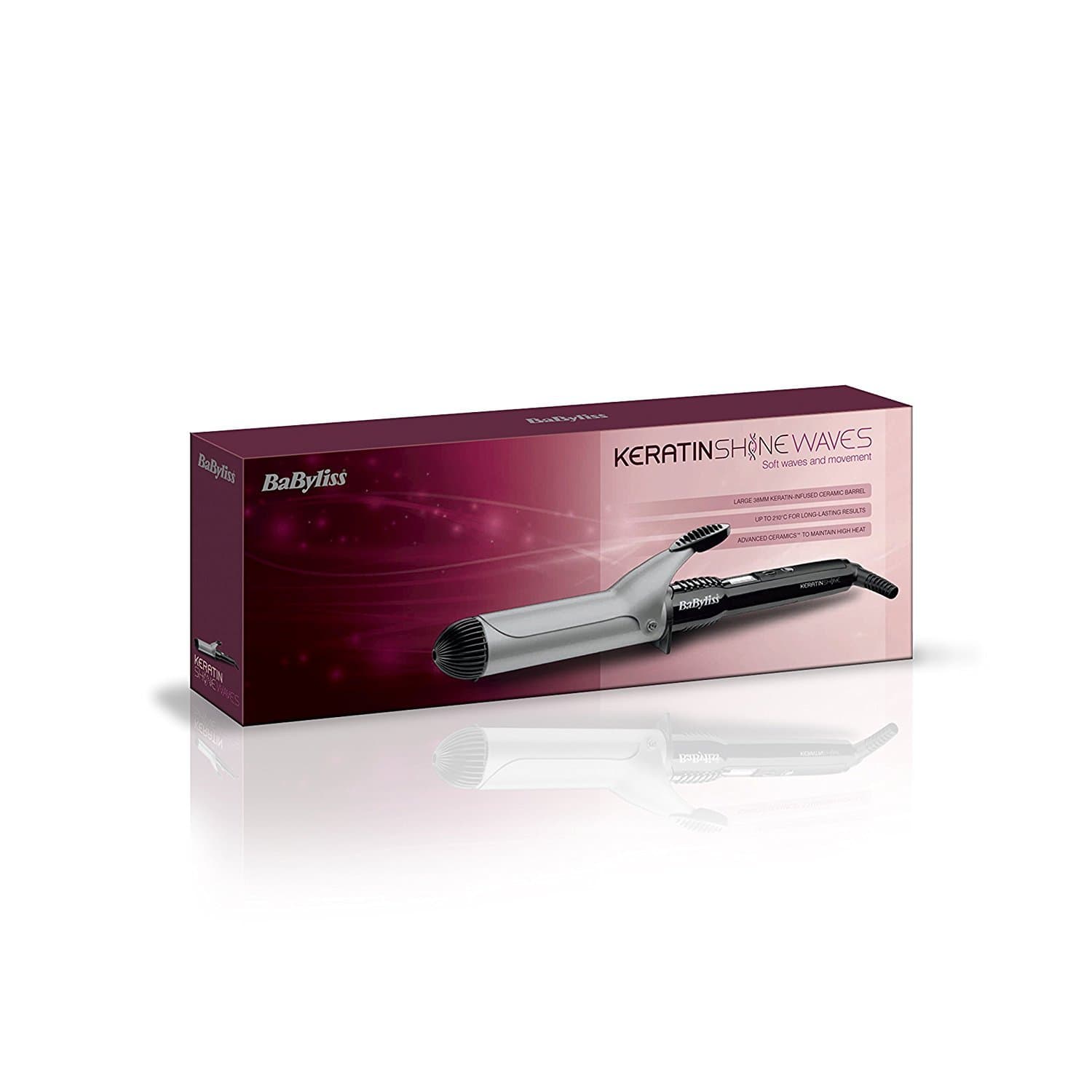 Brand New BaByliss 38mm Keratin Shine Waves Hair Tong 2289DU
