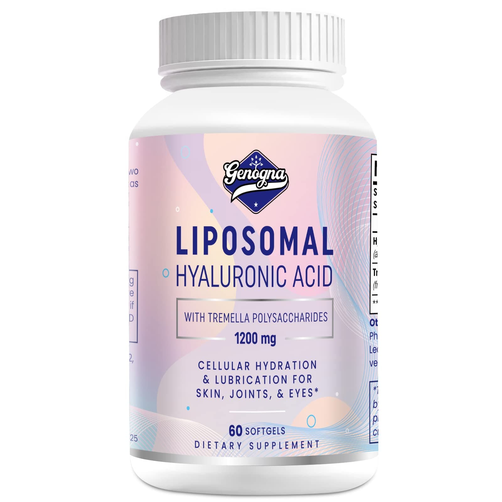 Liposomal Hyaluronic Acid Supplements 1000mg-High Bioavailable Dietary Hyaluronic Acid Capsules with Tremella Polysaccharides,Double Strength Skin Hydration,Joint Lubrication,1Pack