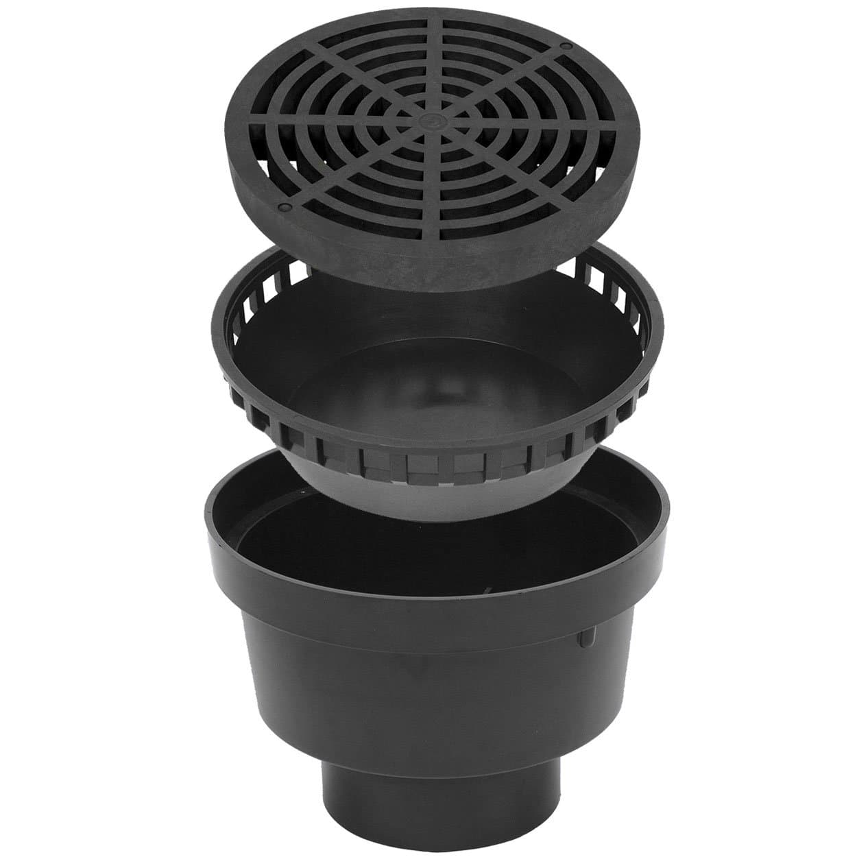 StormDrain FSD-120-KIT 12-in. Black Catch Basin Drain Bottom Outlet Kit + Free Debris Trap