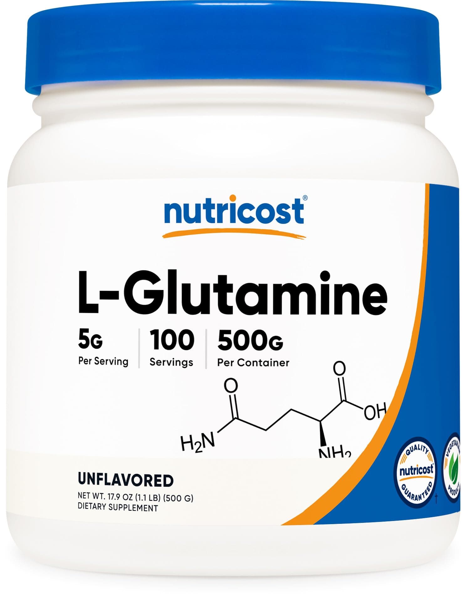 L-Glutamine Powder - Gluten Free & Non-GMO (500 g, Unflavored)