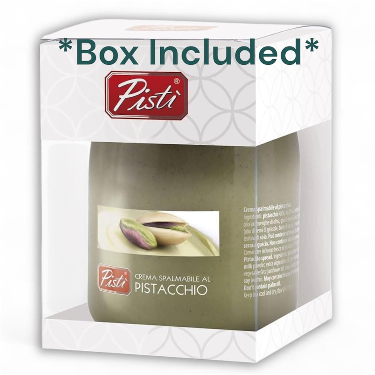 Pisti Pistachio Cream Spread 600g - Sweet and Velvety - Made in Sicily - Italian Artisan Gourmet Food for Baking, Desserts, Cooking or on Bread - (Each Jar Comes in Original Box)