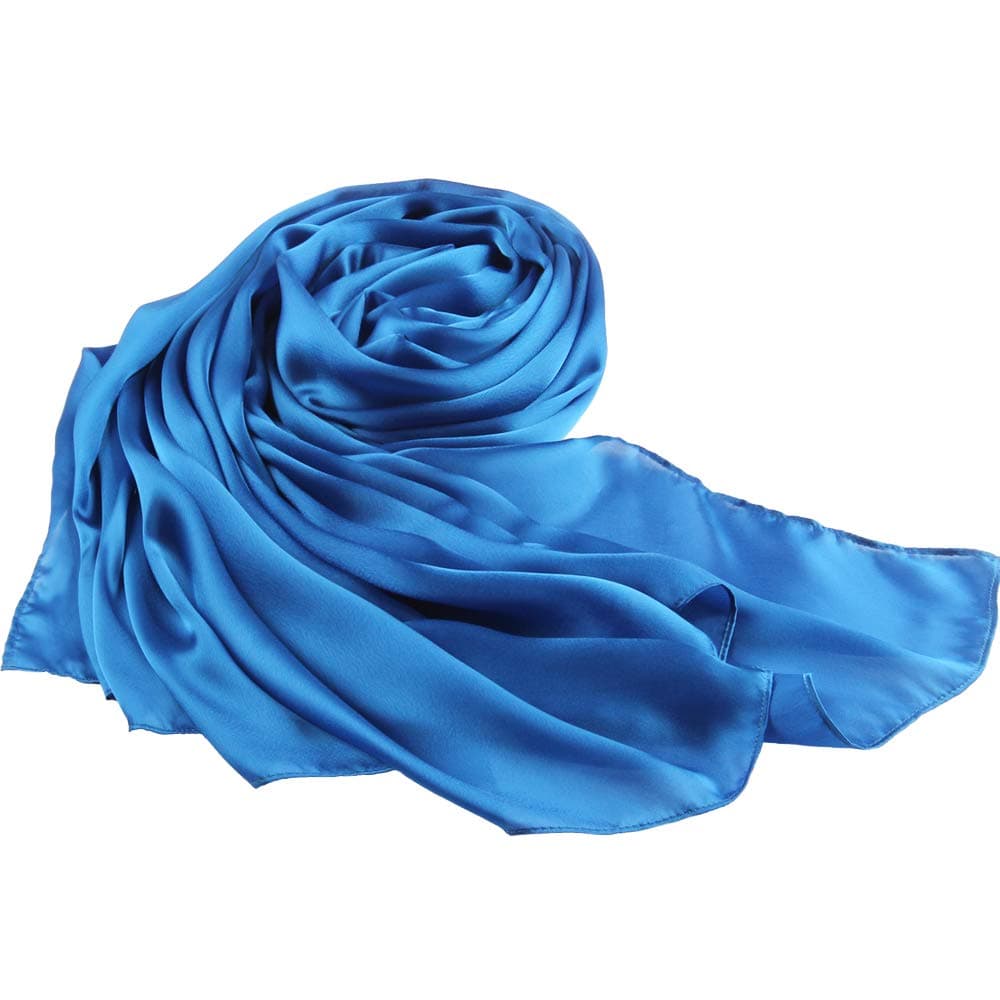 Silk Like Scarf Large Satin Headscarf Solid Color Wrap Neck Scarves for Women Royalblue