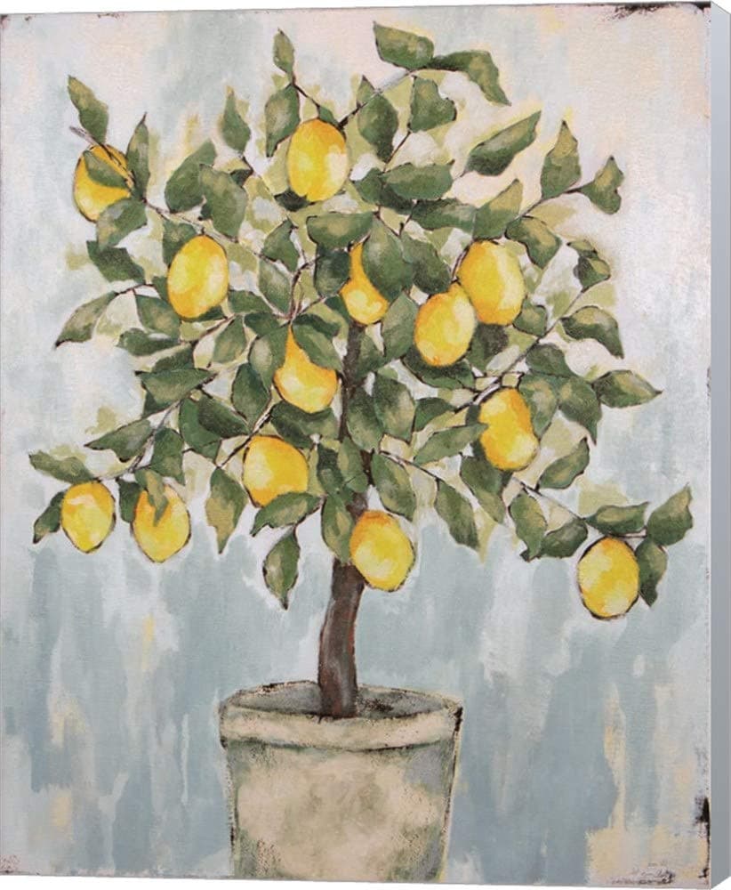 Lovely Lemons by Jennifer Holden Canvas Art Wall Picture, Museum Wrapped with Winter Gray Sides, 16 x 20 inches