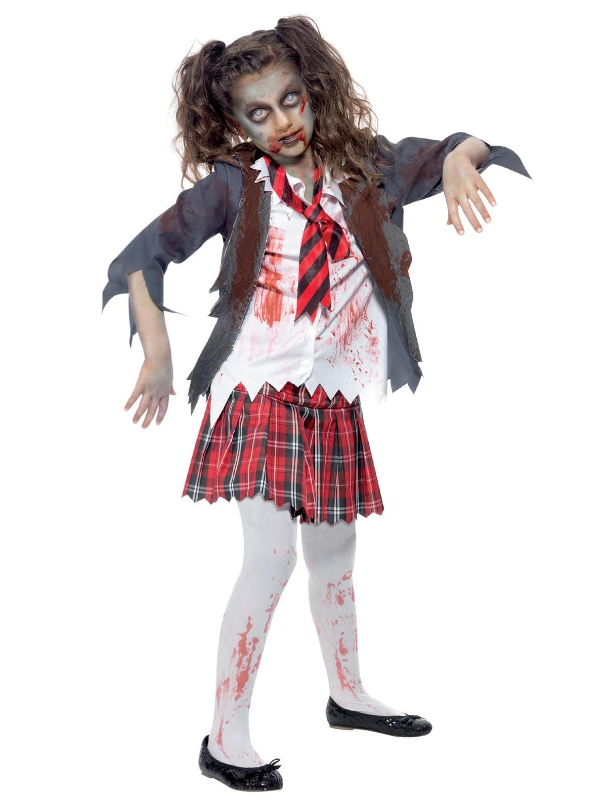 Zombie School Girl Costume, Grey