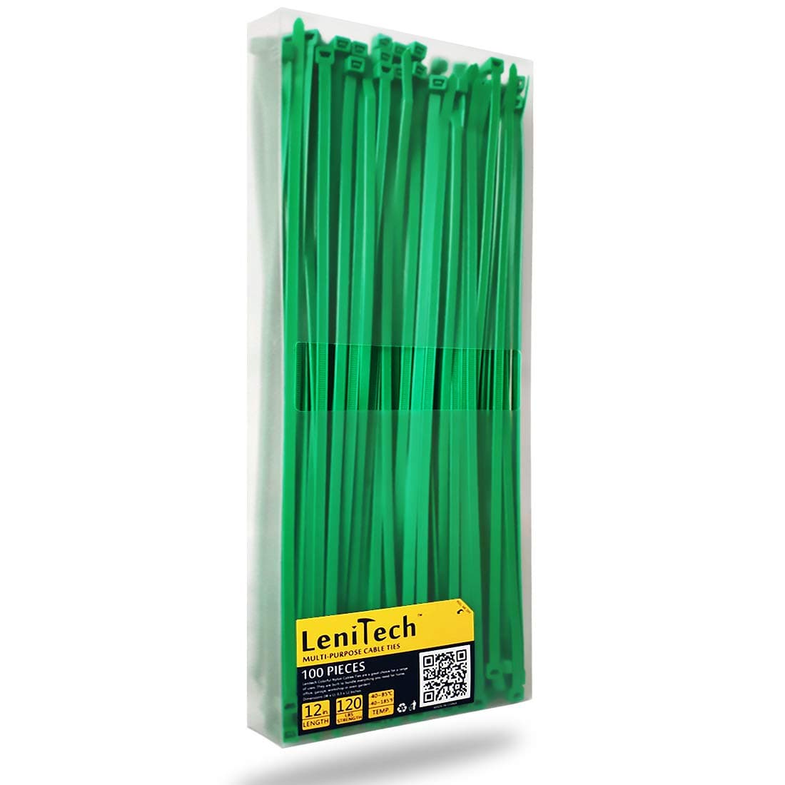 12 Inch Zip Ties, Strong Plastic Wire Ties with 120 Pounds Tensile Strength, 100 Pieces (Green)