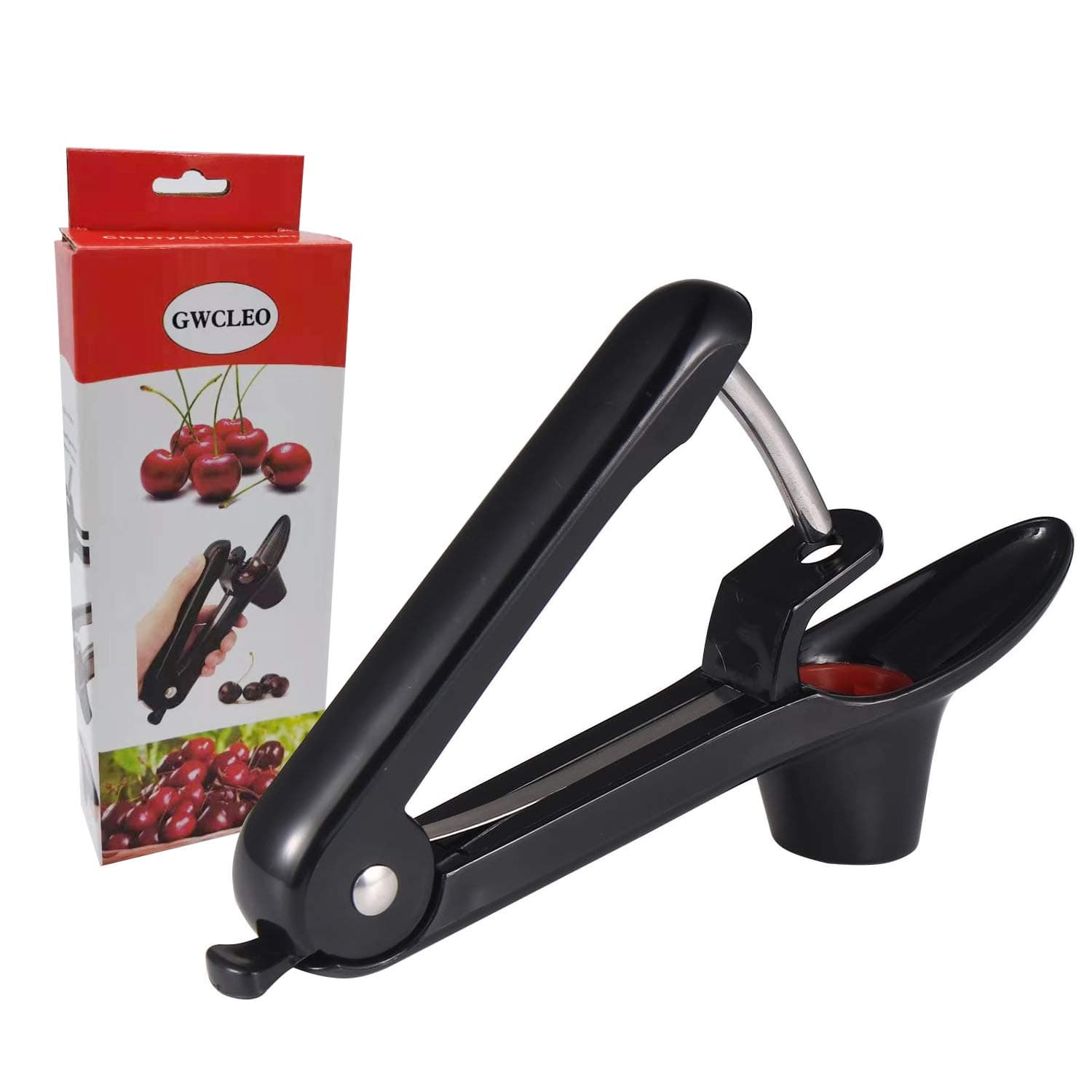 Cherry Pitter, Manual Olive Stoner with Stainless Steel Pitting Rod and Silicone Holder, Cherry Corer Perfect for Making Jam and Jelly(Black)