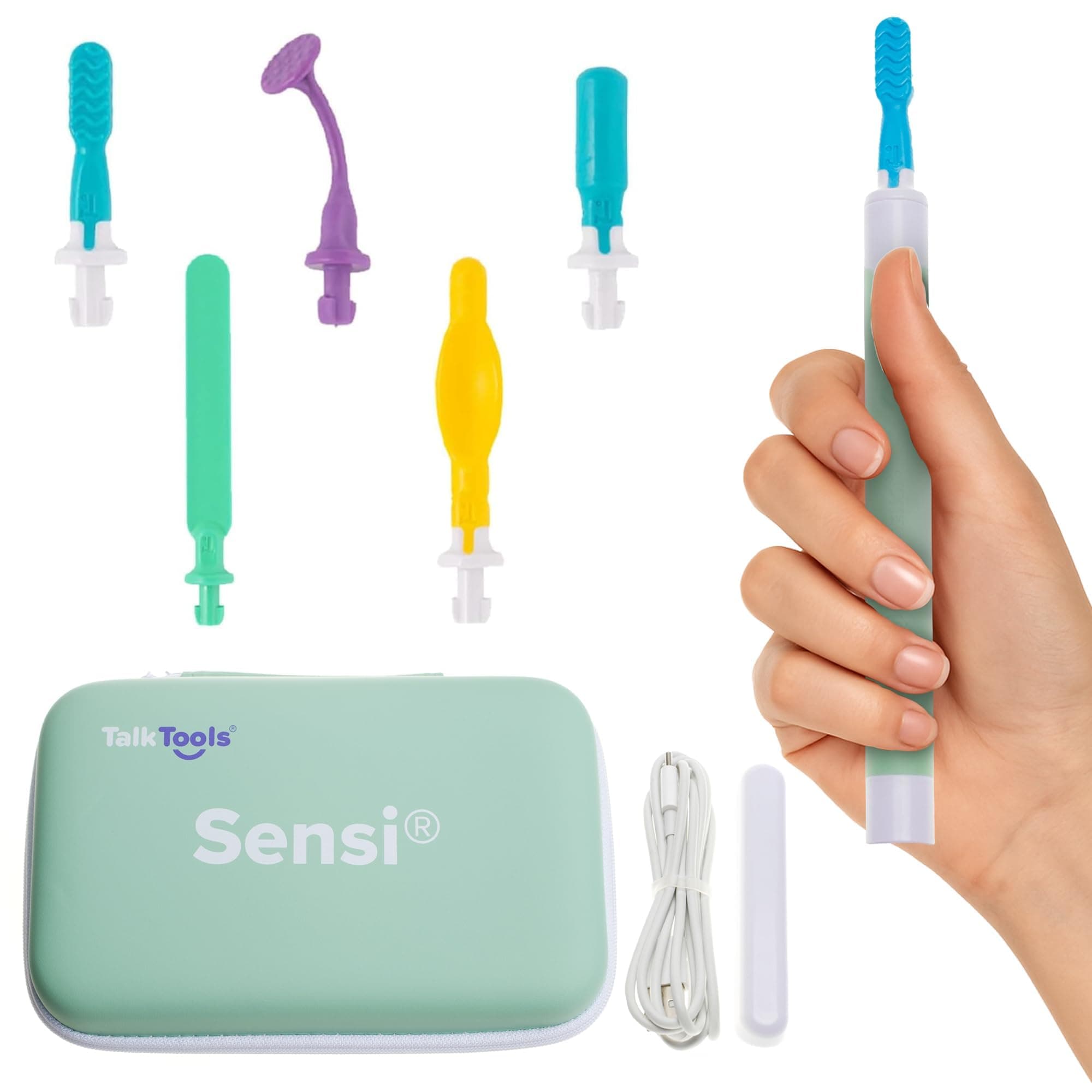 TalkTools Sensi Rechargeable: 5 TIP KIT - Depressor Green Tip Kit